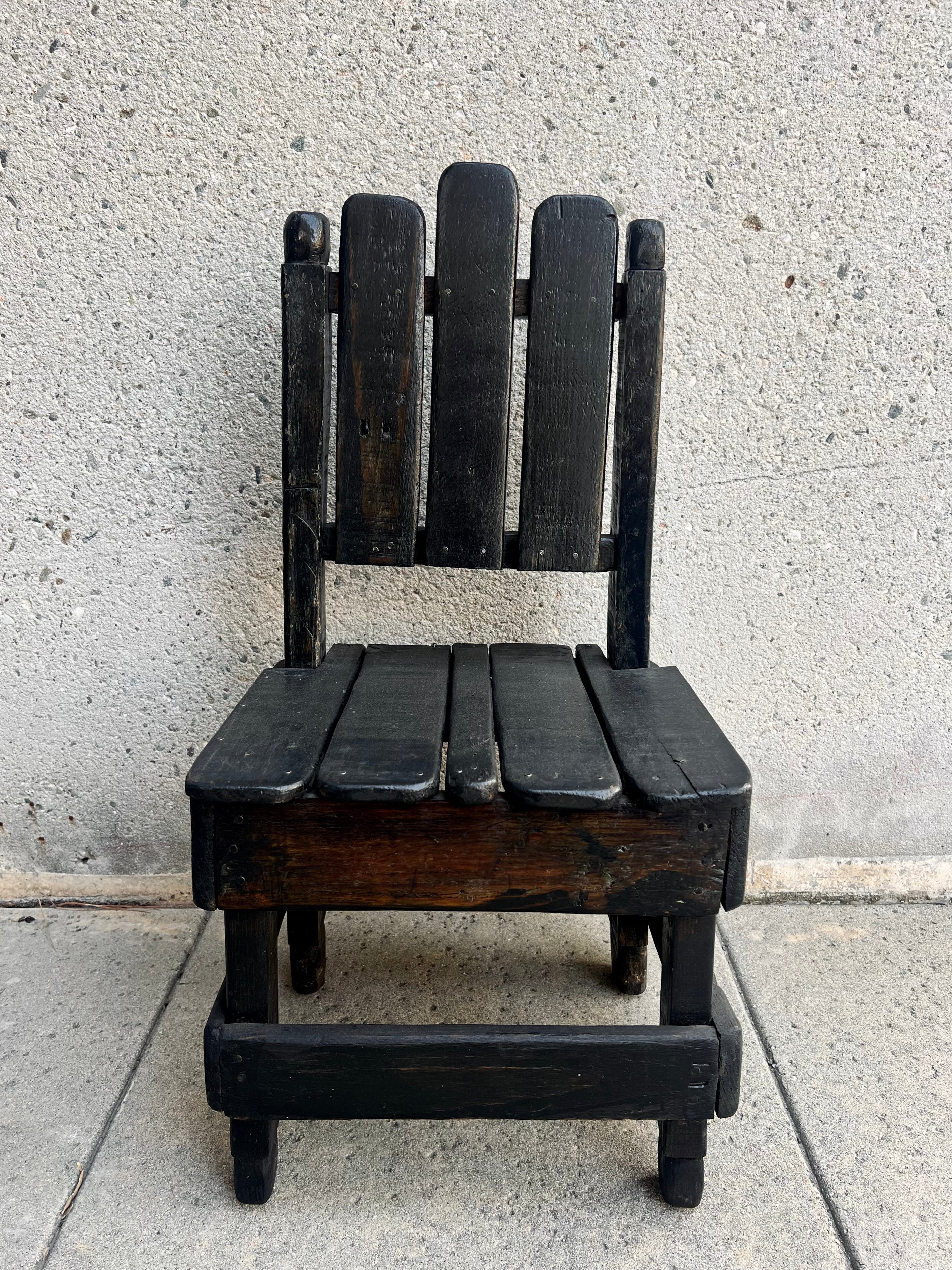Black Antique Small Side Garden Chair (Vintage)