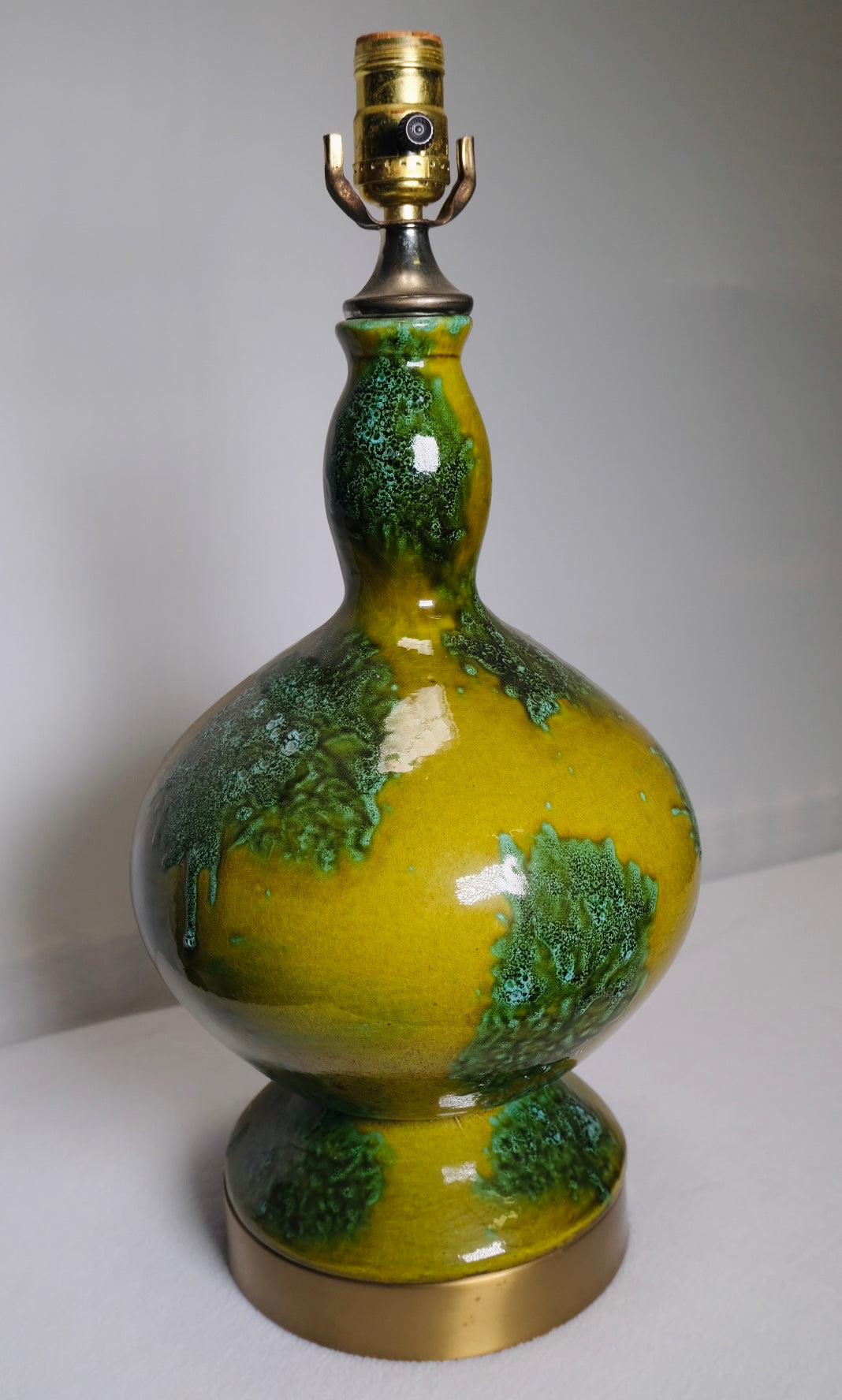 Green 1960s Gourd-like Glaze Lamp (Vintage) (SOLD)