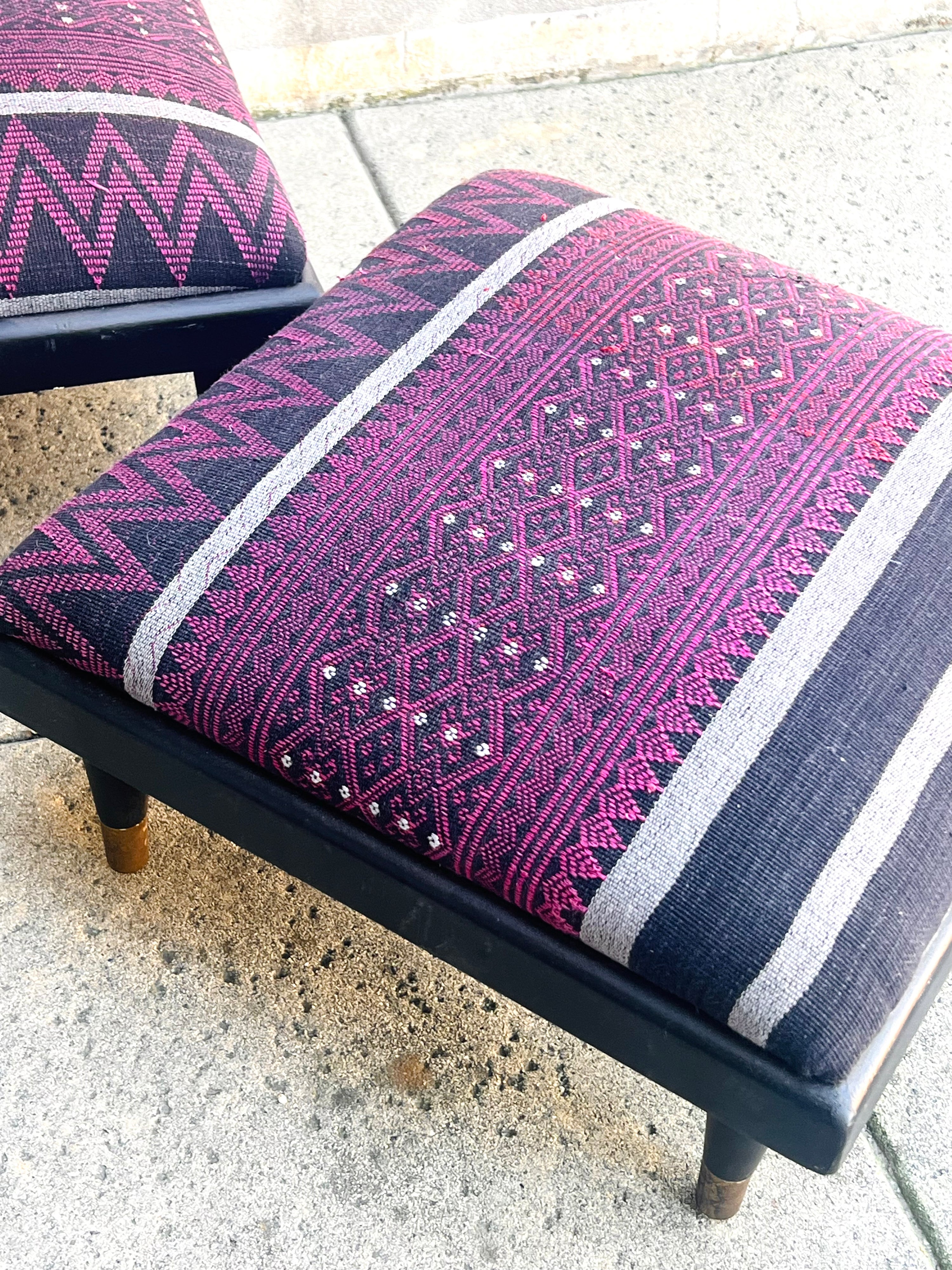 Purple Thai Footstool/Ottomans (Pair) (Vintage)