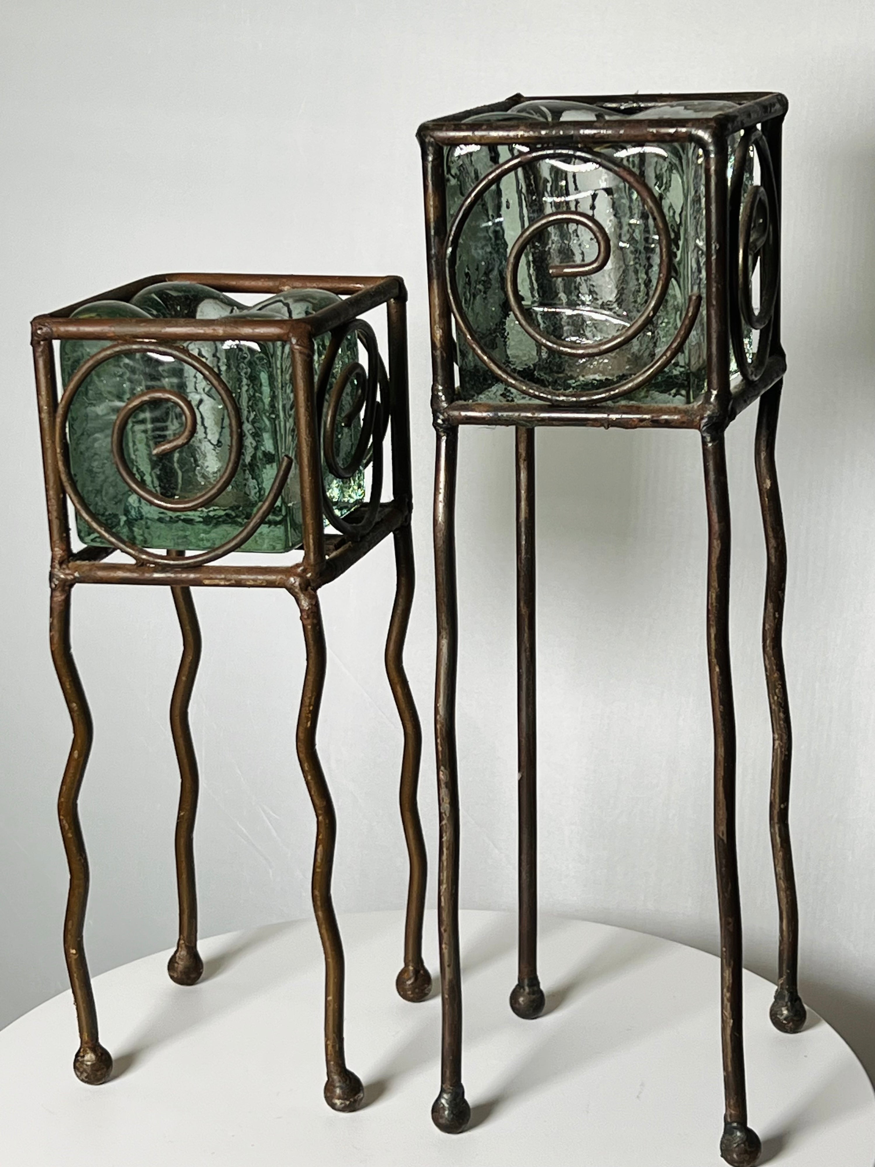 Groovy Bronze Candlestick Holders (Pair) (Vintage)