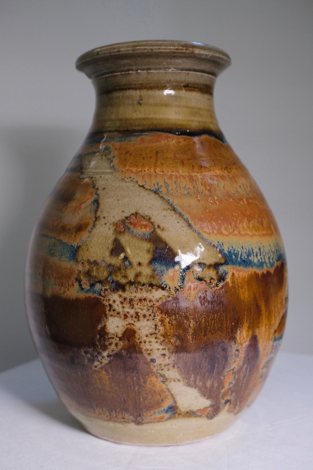 “Curtis Scott” Sunset Raku Stoneware Vase (Vintage)