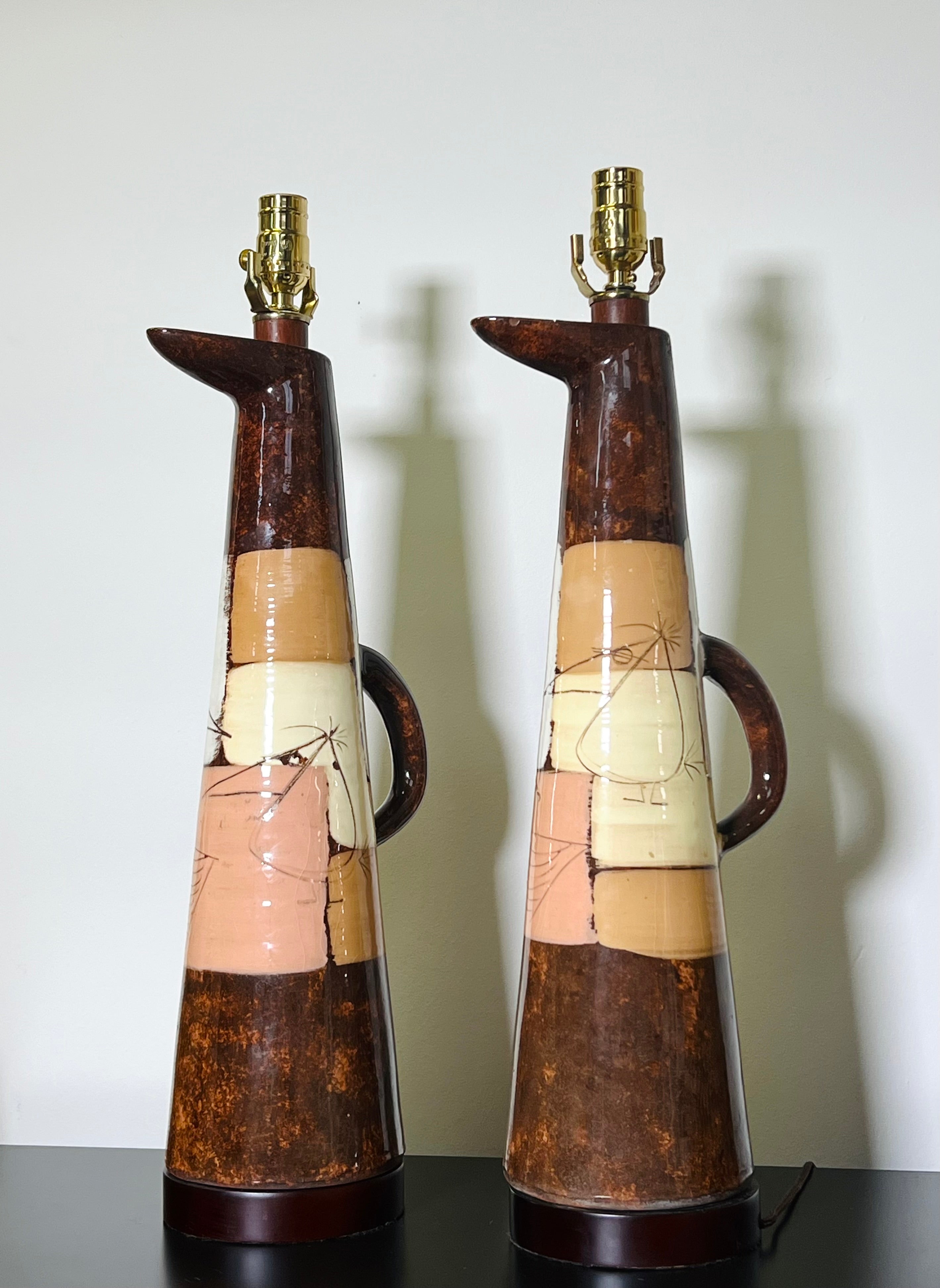 “Edmund Ronaky” Jaru Pottery California Table Lamps (Pairs)(Vintage)