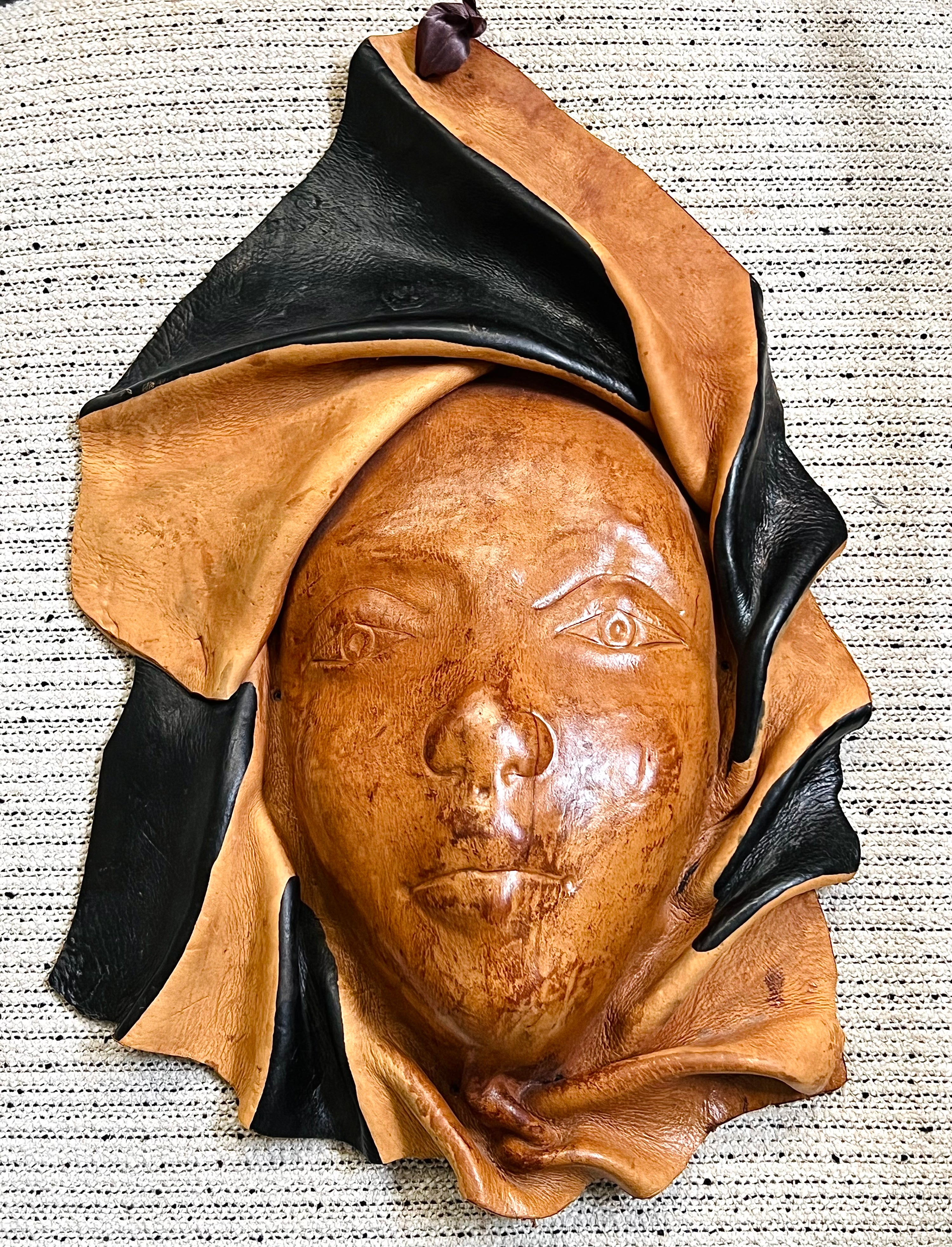 Black/Chestnut Leather Women Face Mask (Vintage)