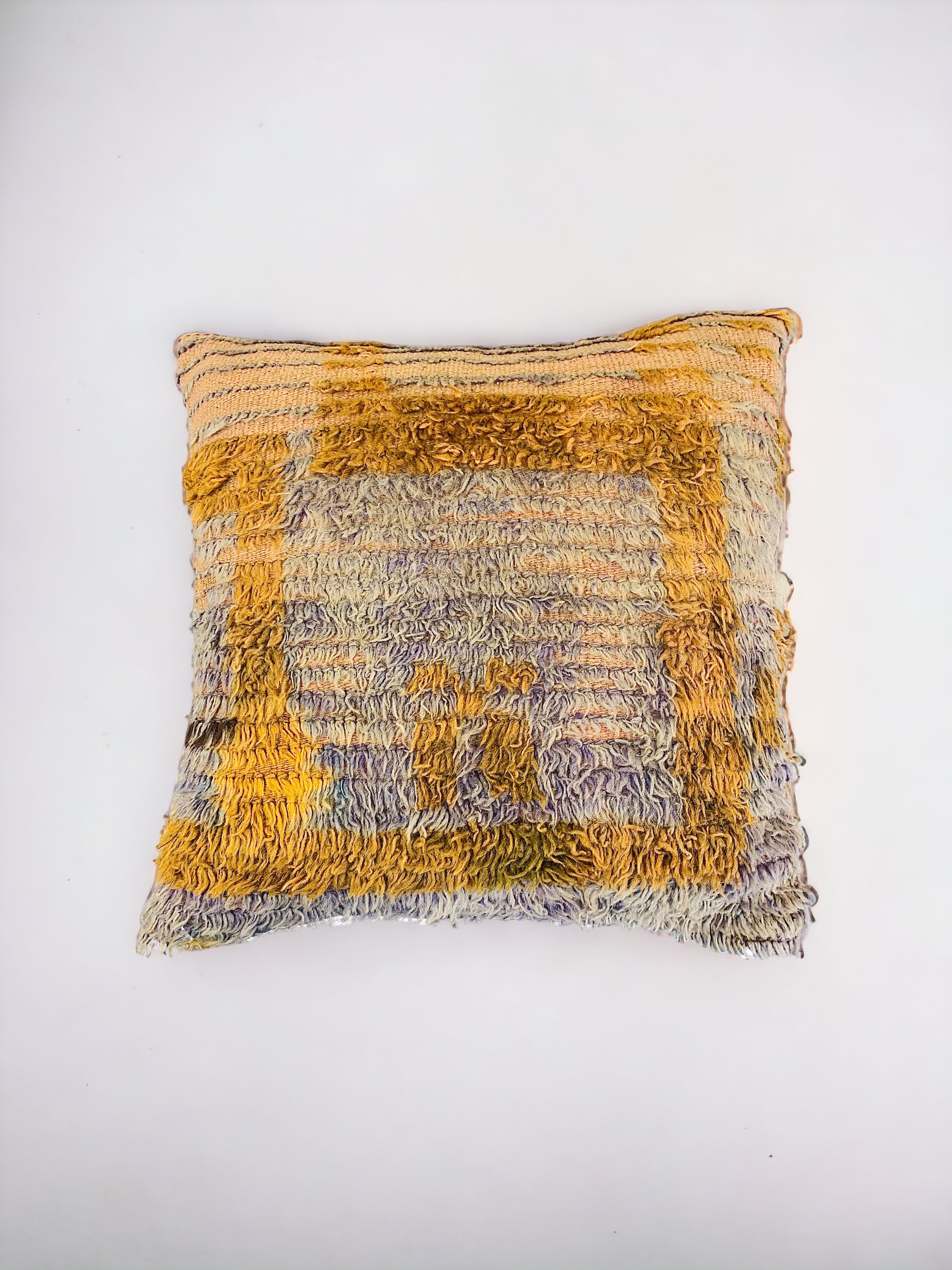 Rustic Mustard Shag Pillow (SOLD)