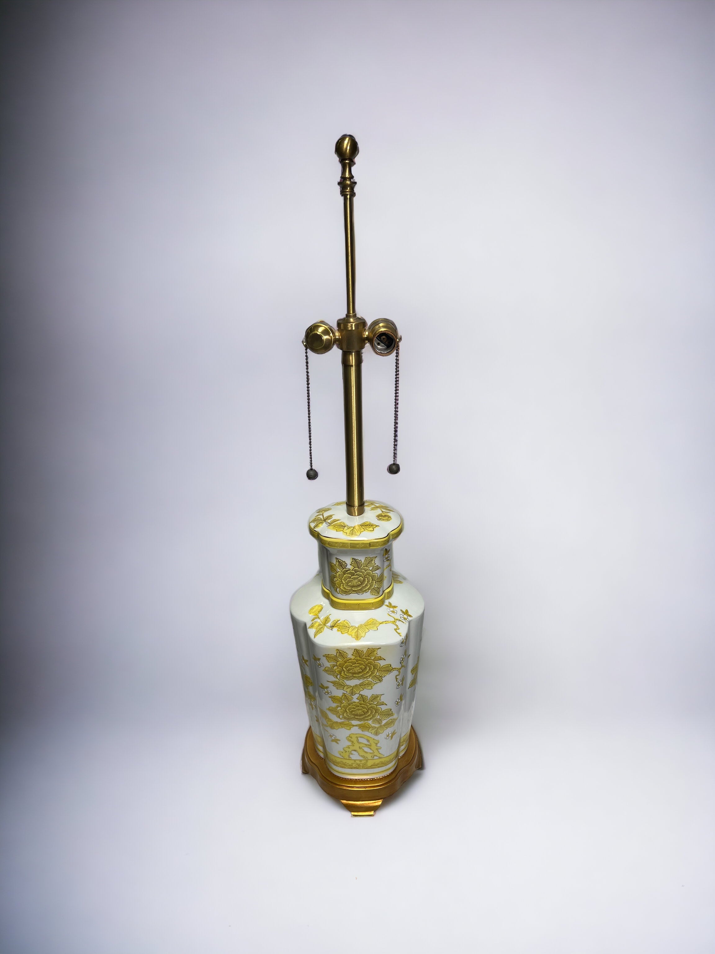 1950s Yellow / Gold Sheen Chinoiserie Lamp (SOLD)