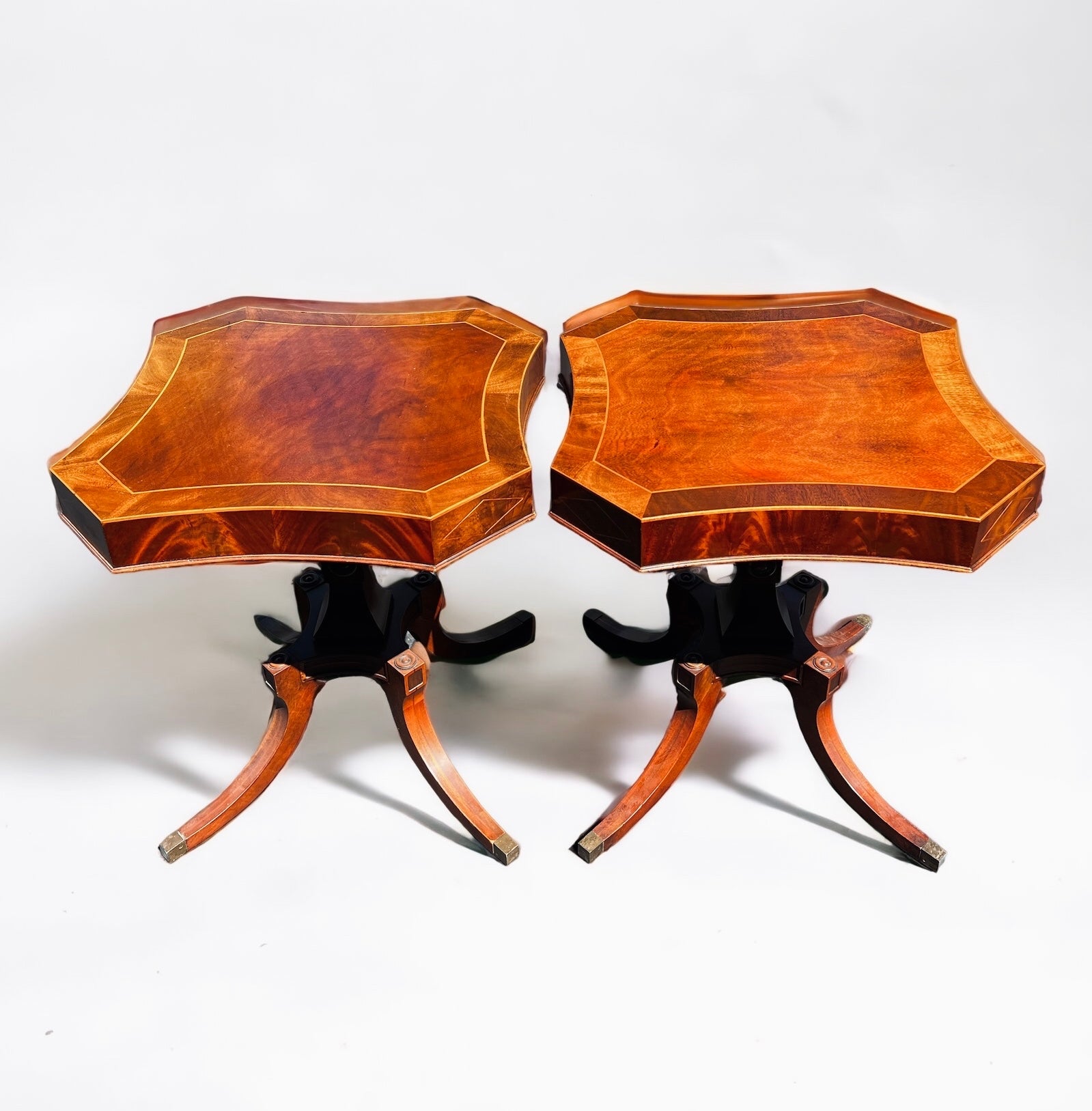 “Weiman” 1950s Regency Style Mahogany Side Tables (Pair/Vintage)
