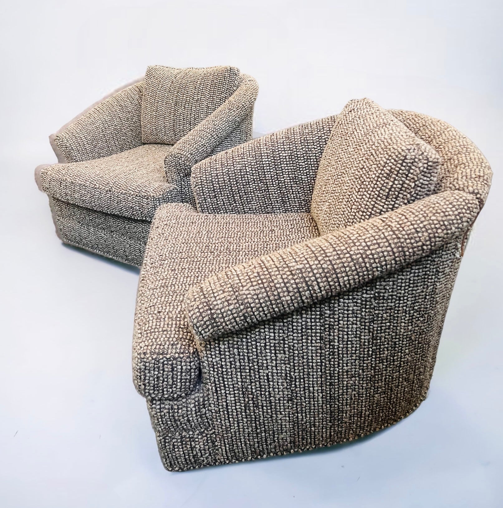 Boucle 1960s Reupholstered Swivel Chairs (Pair)