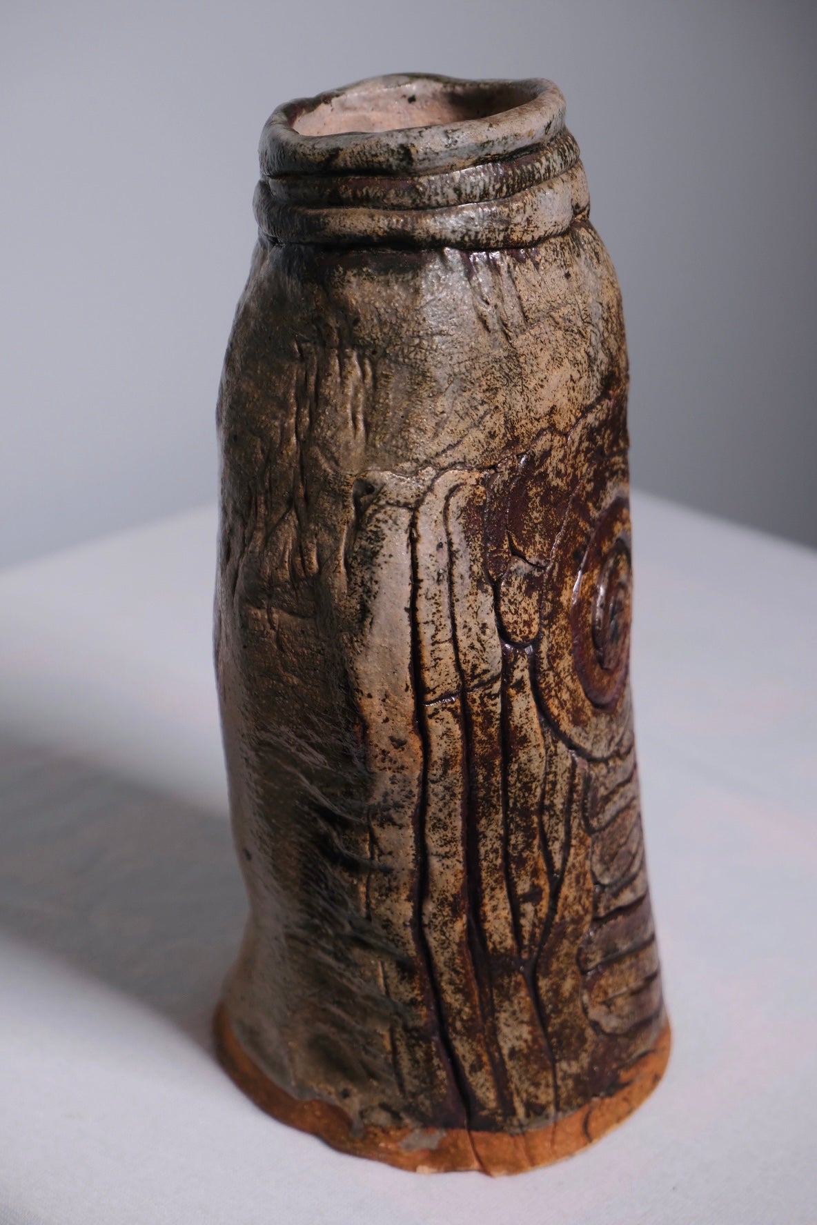 Brutalist Brown Coil MCM Vase (Vintage)