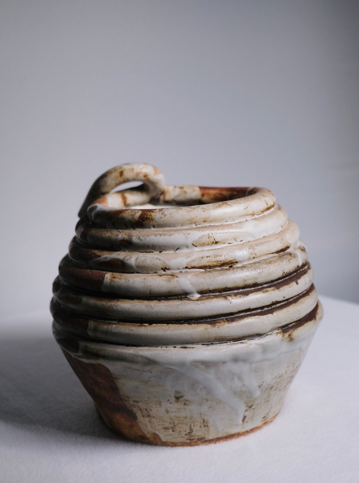 Coil Brown and Cream Glaze  Studio Pot (Vintage)