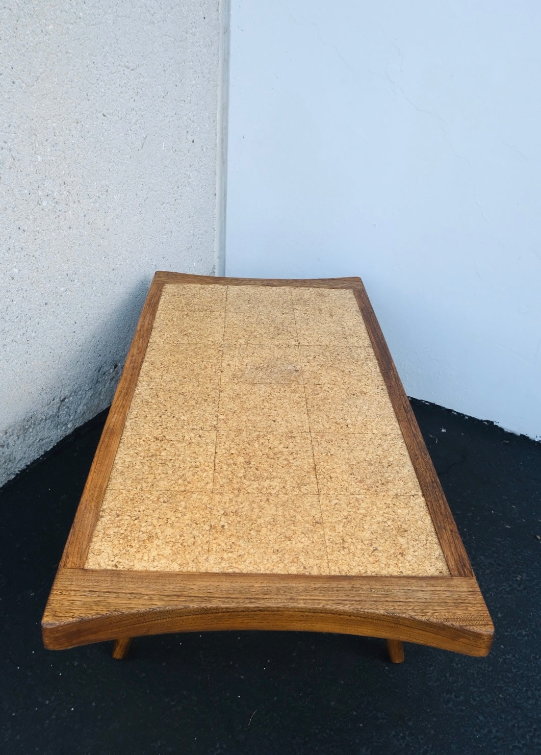 “Paine Furniture” Mid-Century Modern Wooden Cork Top Coffee Table (Vintage)