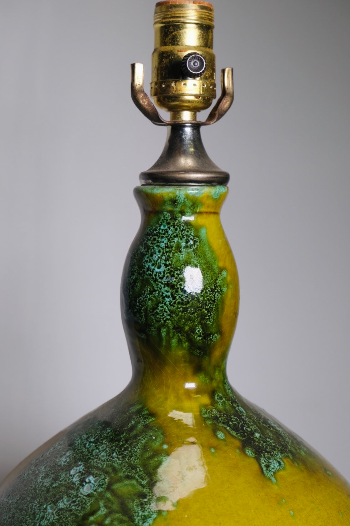 Green 1960s Gourd-like Glaze Lamp (Vintage)