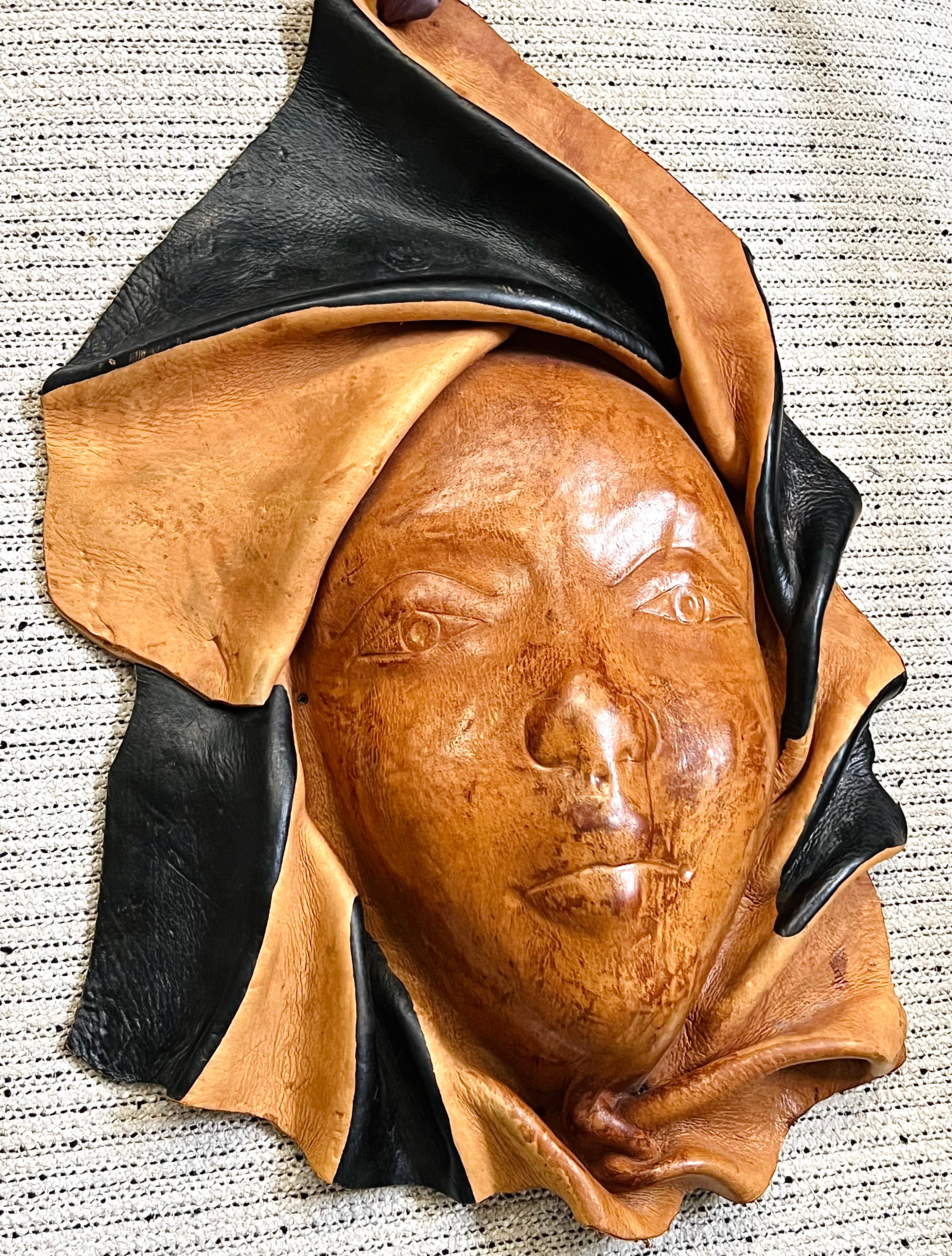 Black/Chestnut Leather Women Face Mask (Vintage)