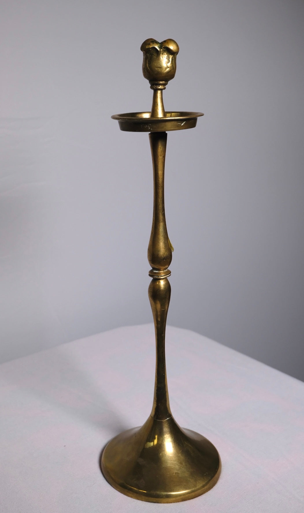 Vintage Brass Rosebud Candlestick