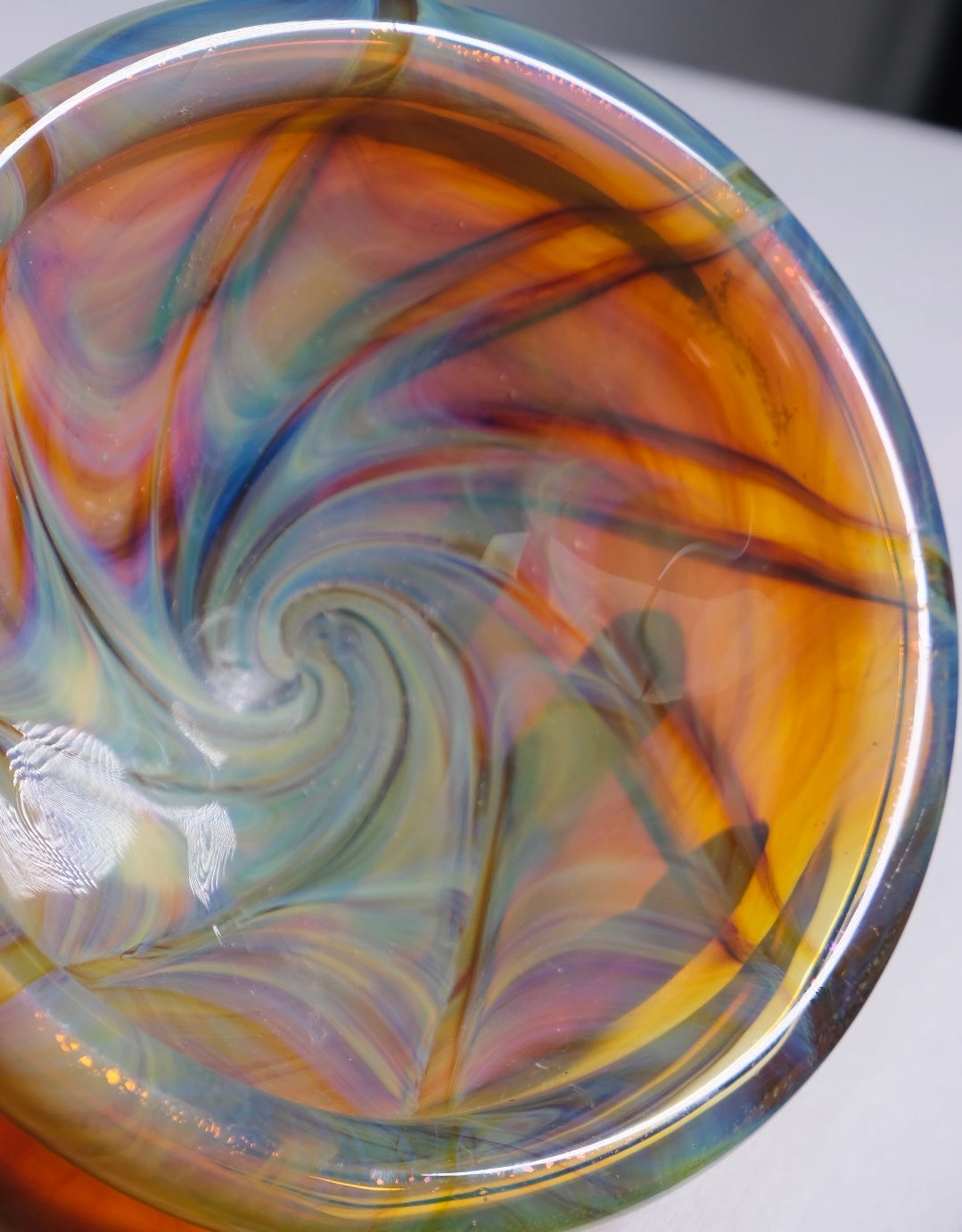 Iridescent Hand Blown Studio Glass Bowl