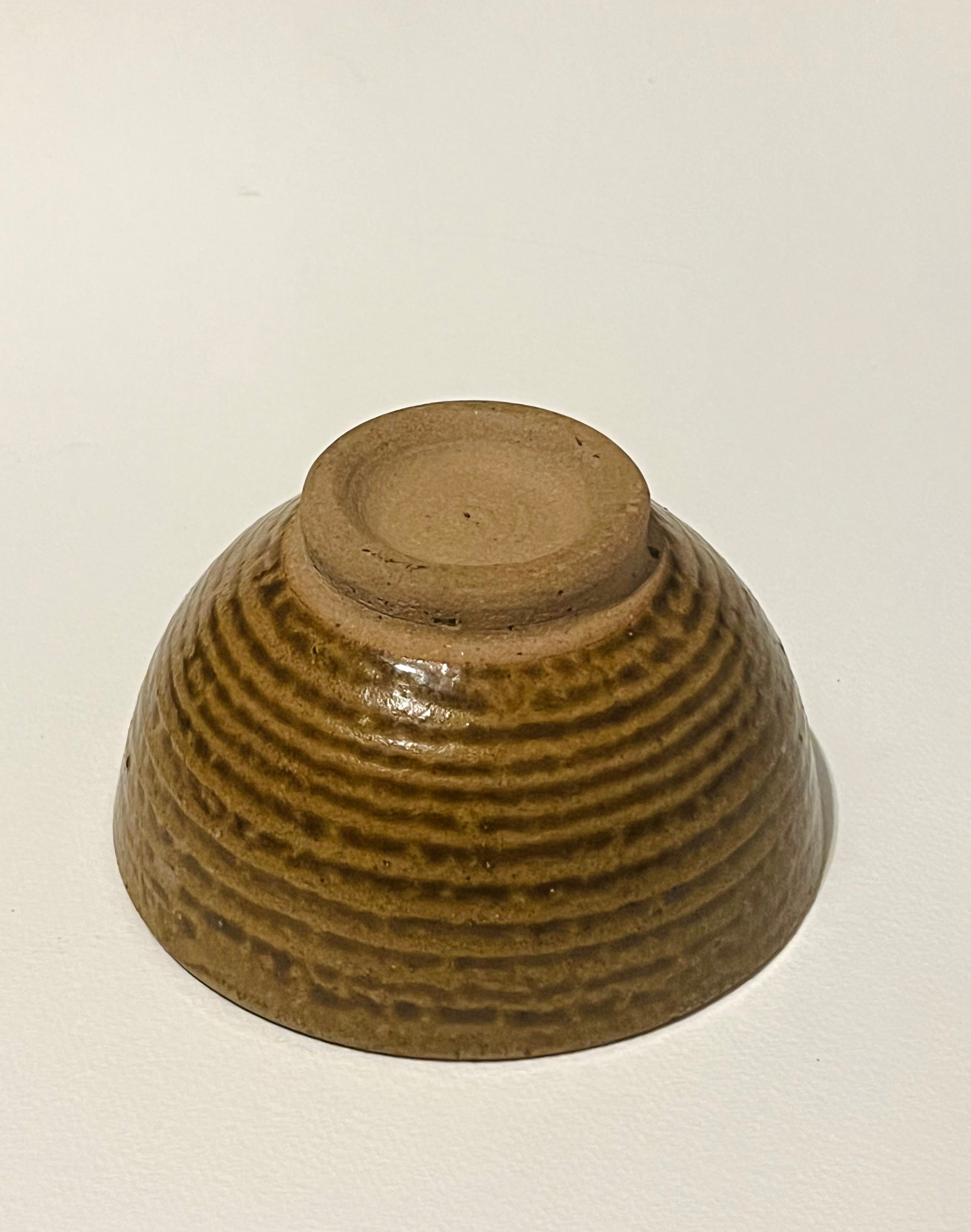 Miniature Brown Ribbed Bowl (Vintage)