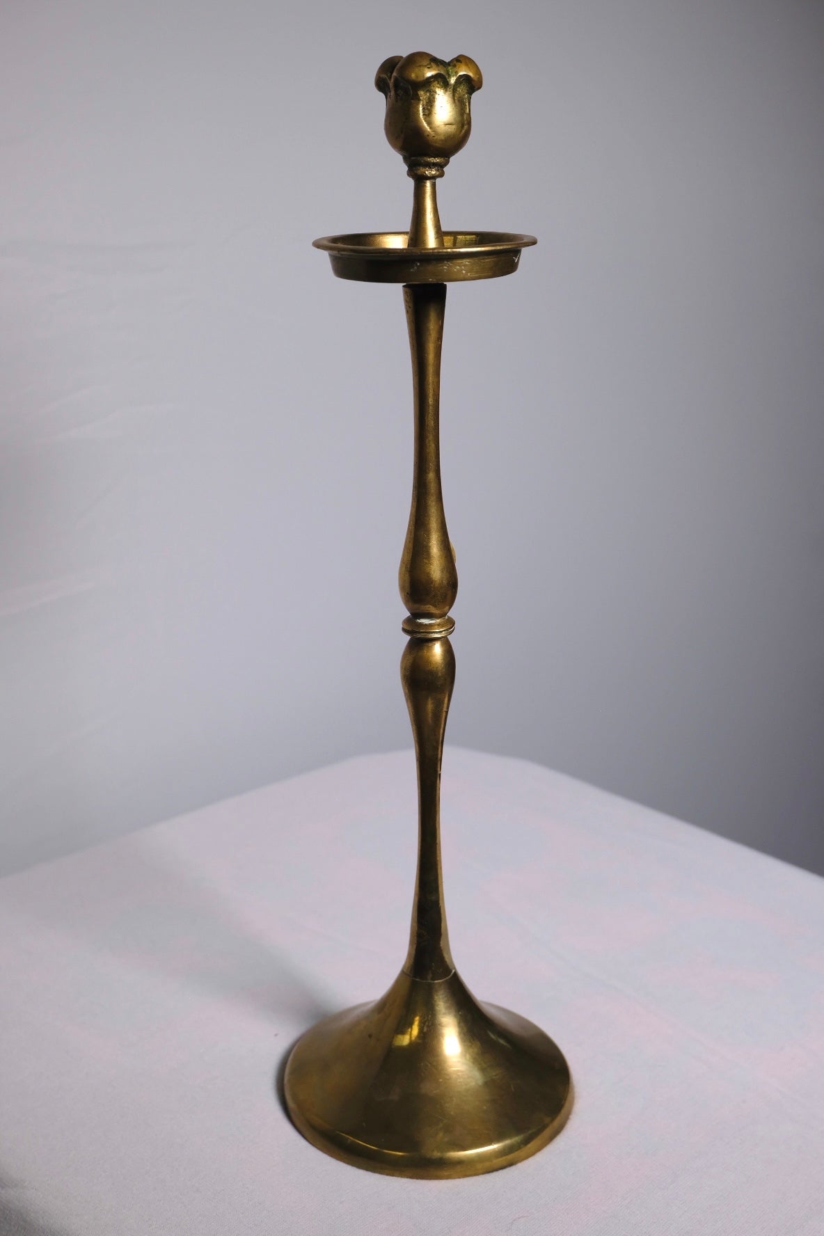 Vintage Brass Rosebud Candlestick