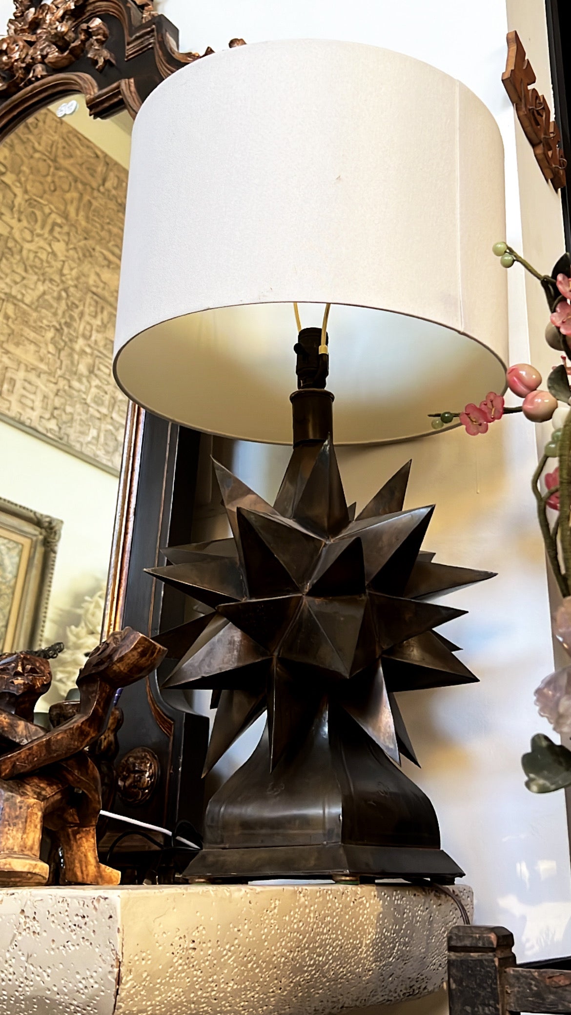 French Brutalist Sputnik Metal Starburst Sculpture Lamp (Vintage)