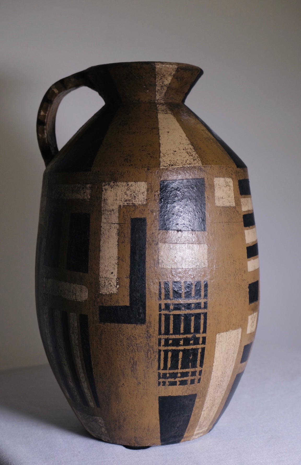 Geometric Brown/Black Handled Vase