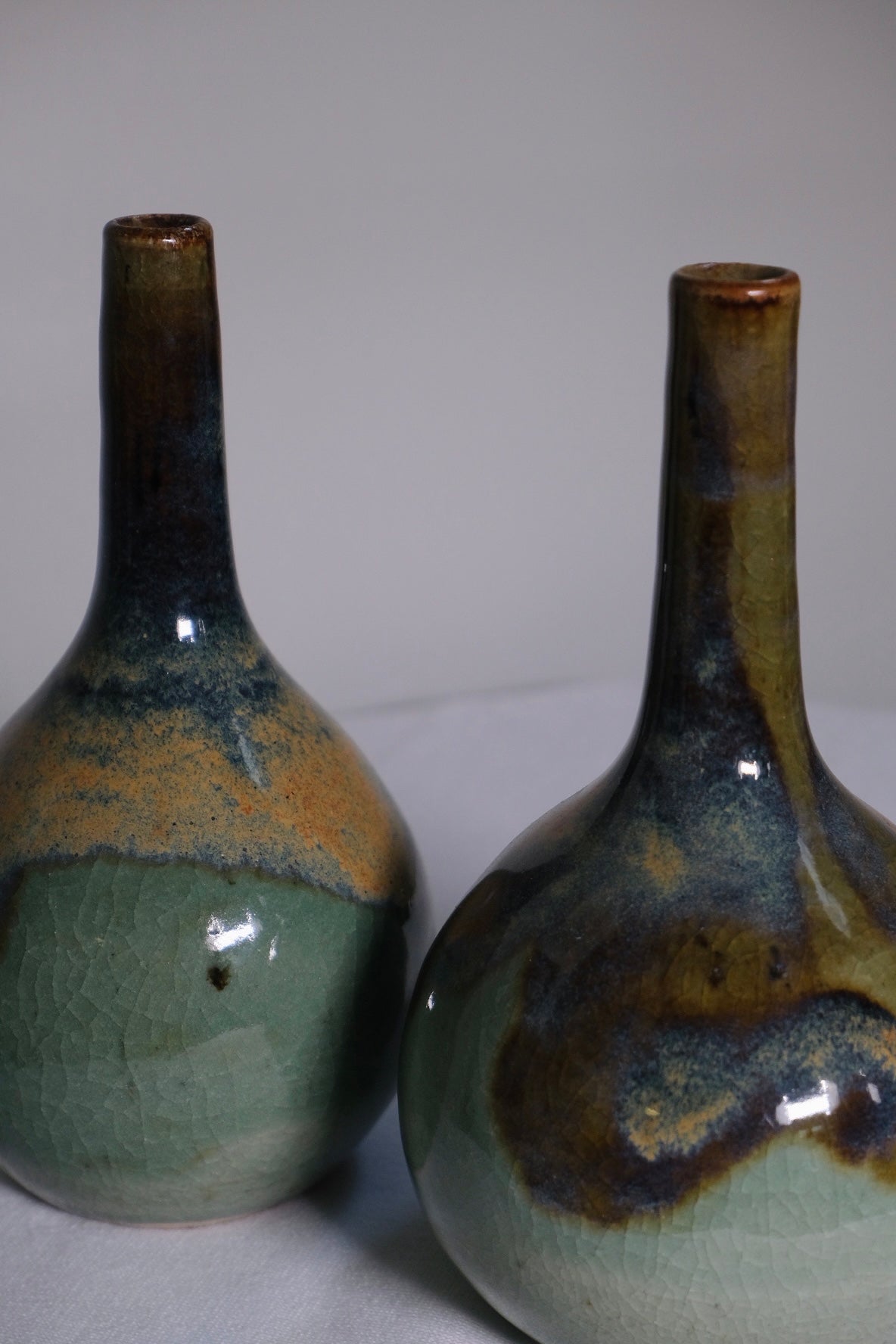 Teal Glazed MCM Vases (Pair/Vintage)