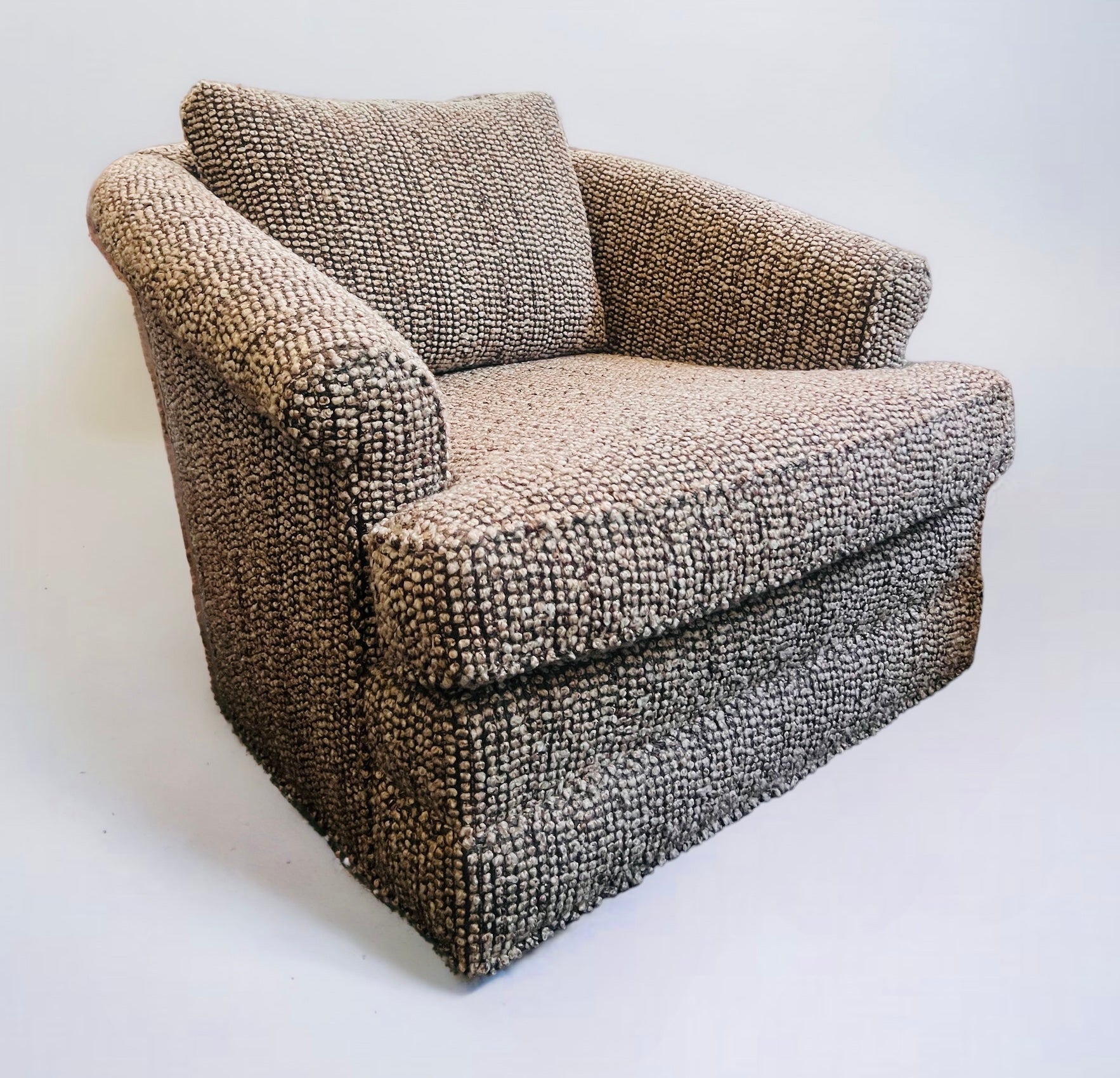Boucle 1960s Reupholstered Swivel Chairs (Pair)