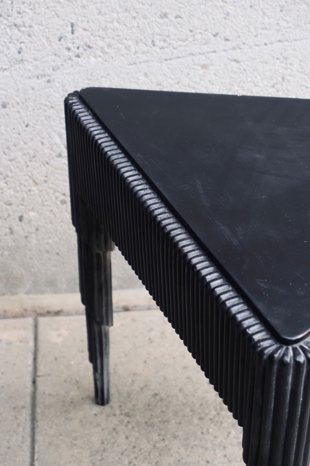 Black Small Fluted Carved Side Table (Vintage) (SOLD)