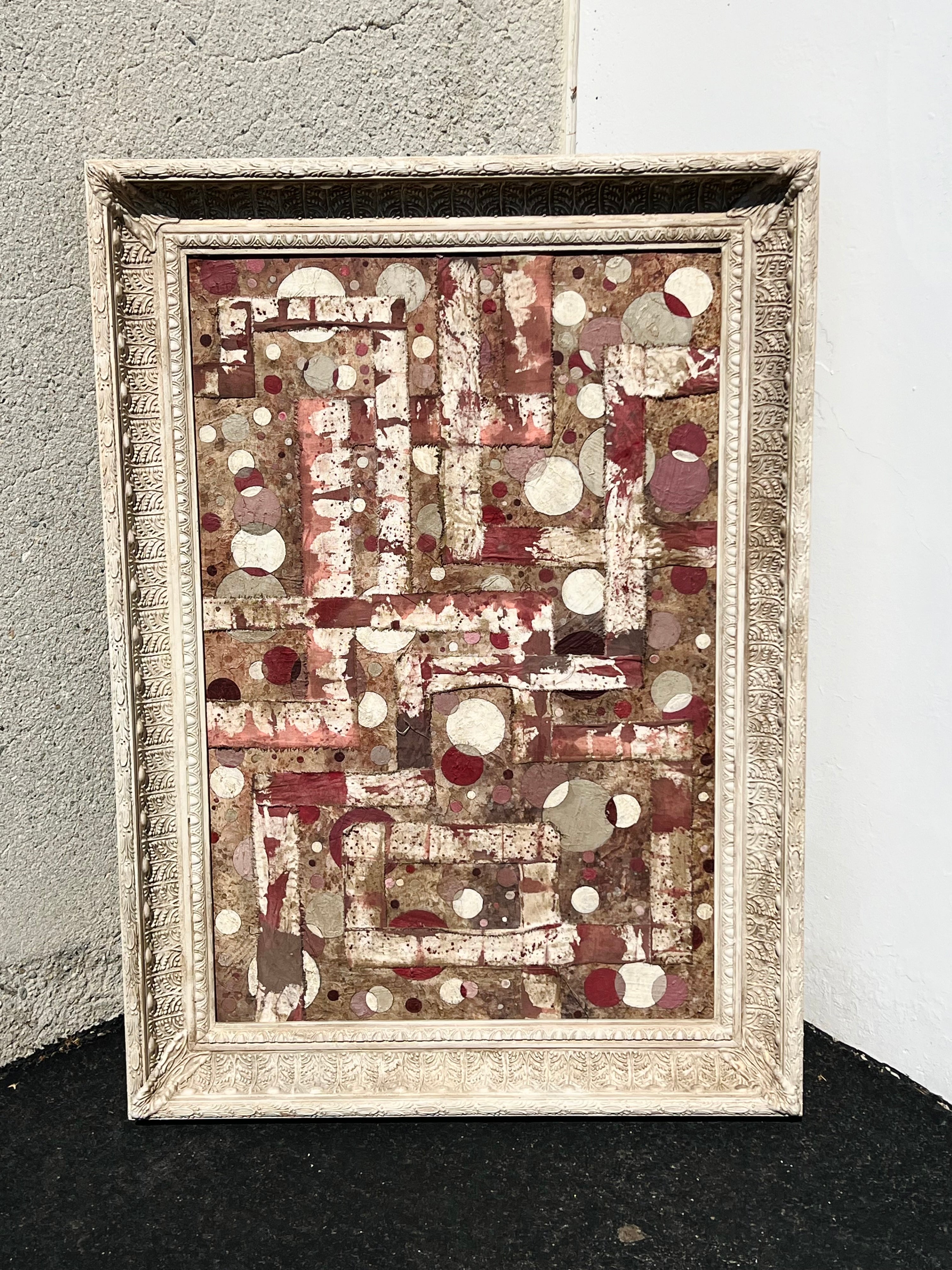 “Pink Reimagined” Mixed Media Vintage Framed Abstract