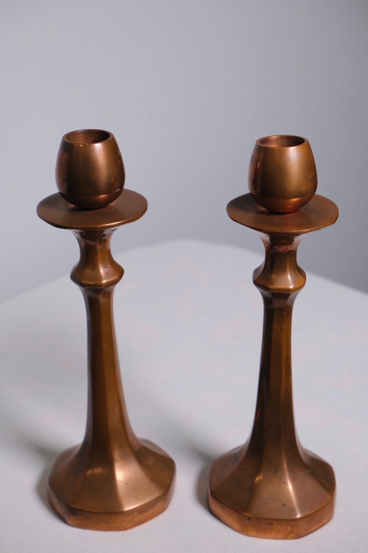 Brass Copper French Finished Candlesticks (Pair)(Vintage)