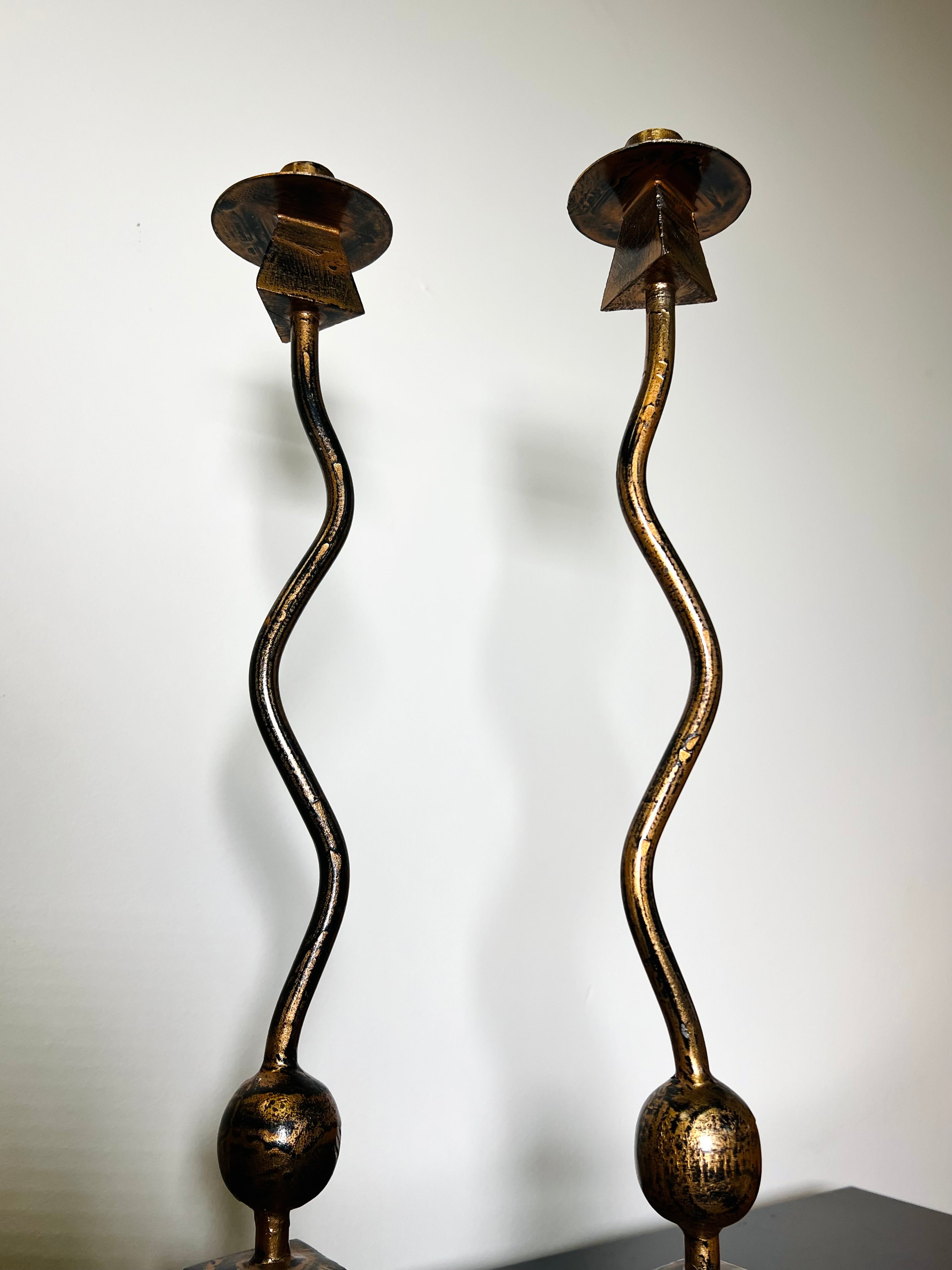 Gold Heavy Cast Iron Candle Stick (Pair) (Vintage)