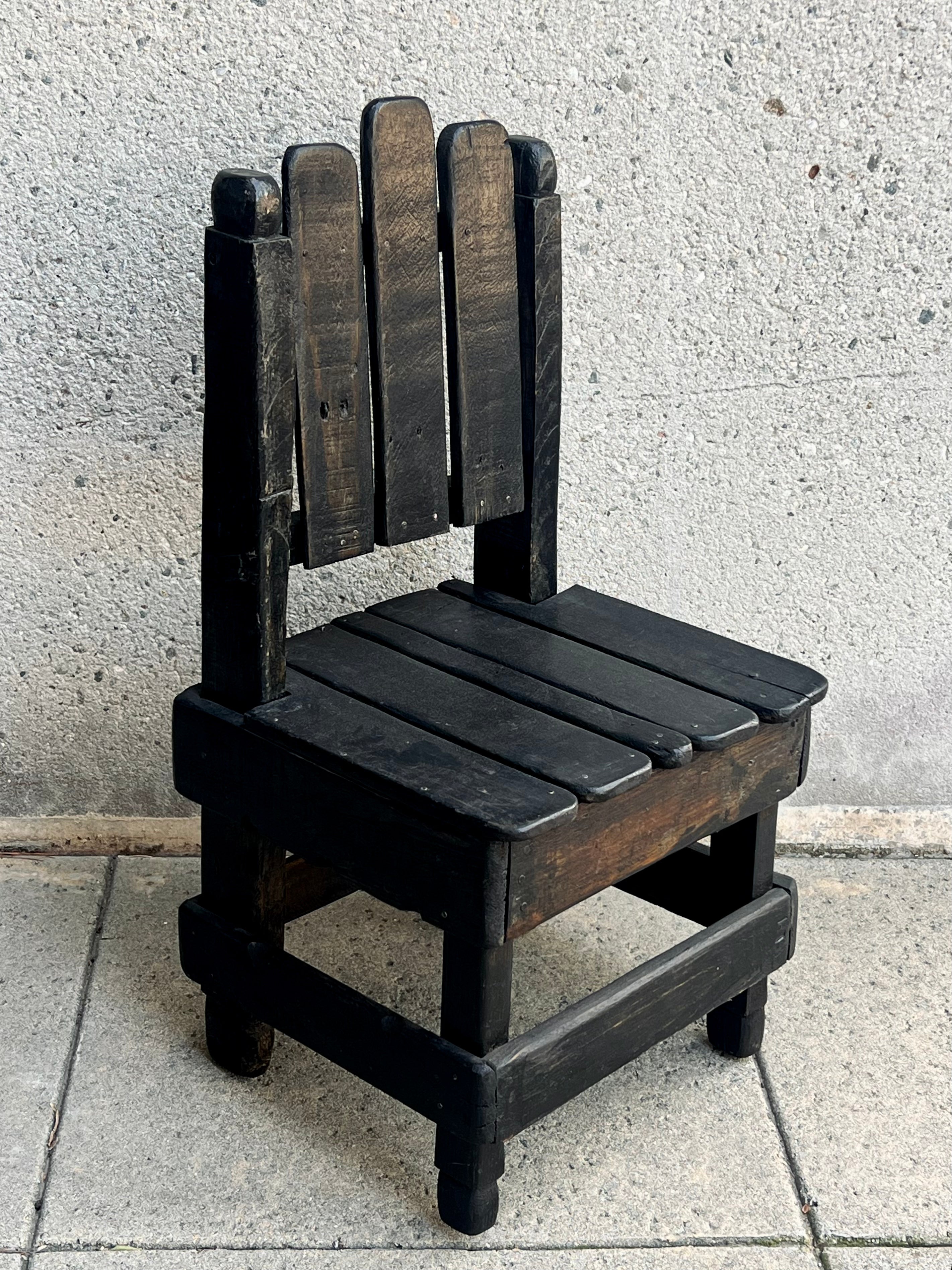 Black Antique Small Side Garden Chair (Vintage)