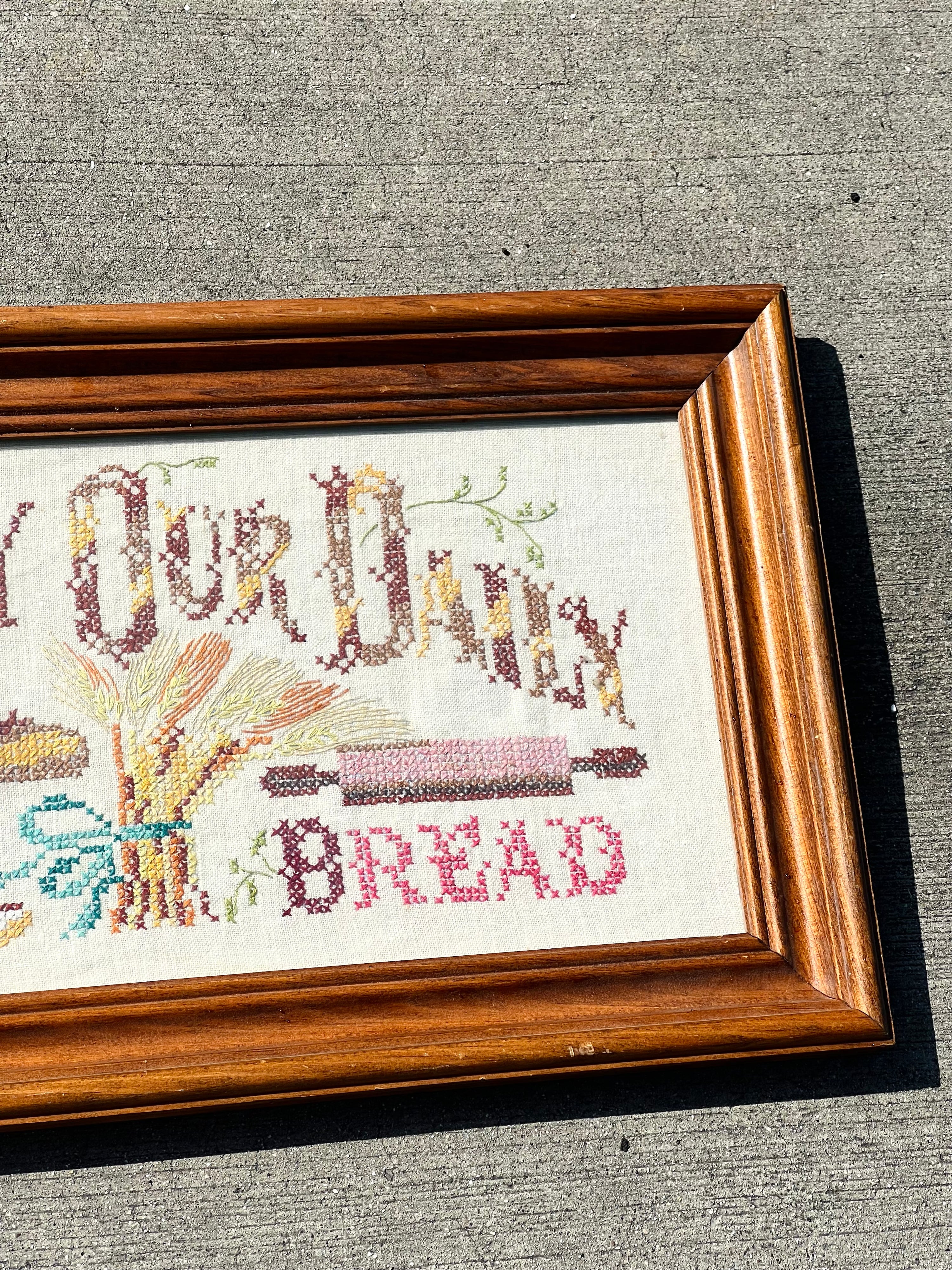“Give Us Thy Day Our Daily Bread” Needlepoint (Vintage)