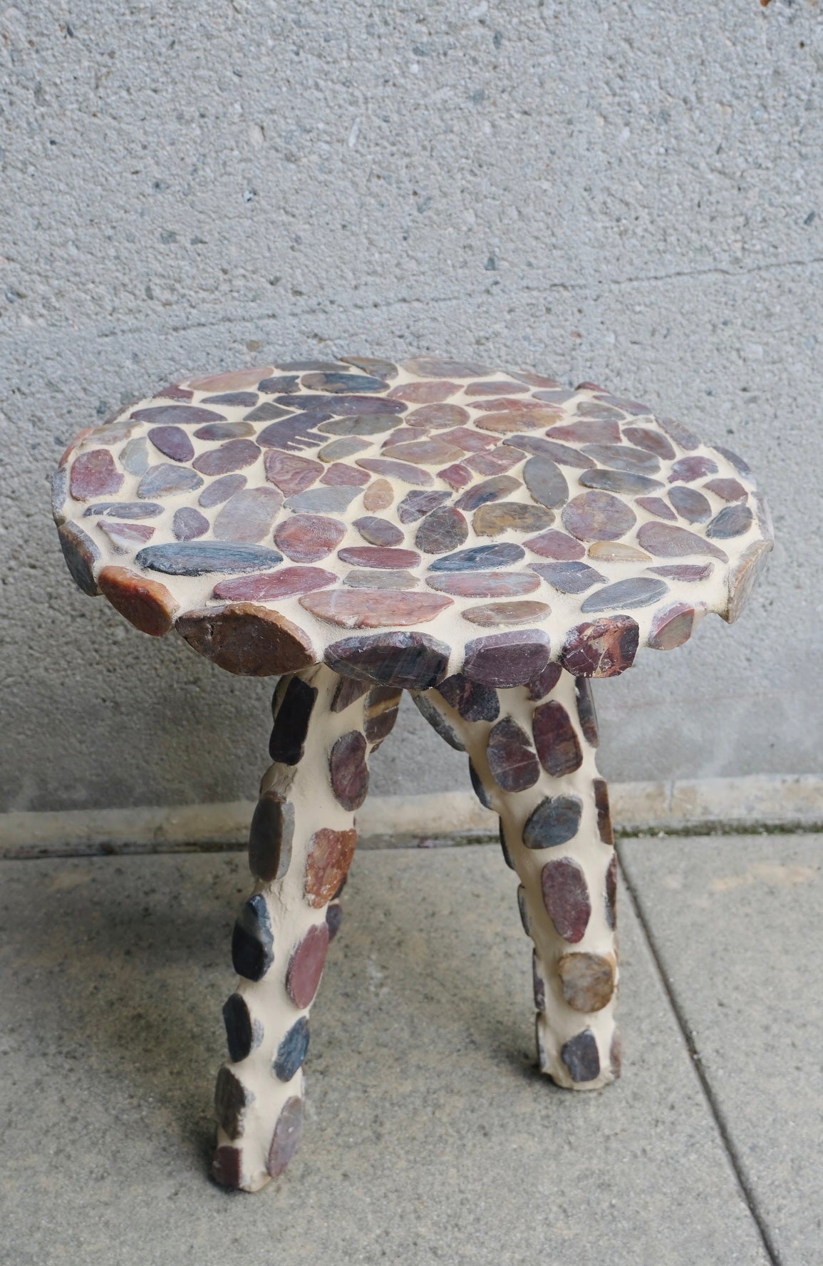 Stone Side Table (Red/Cream)