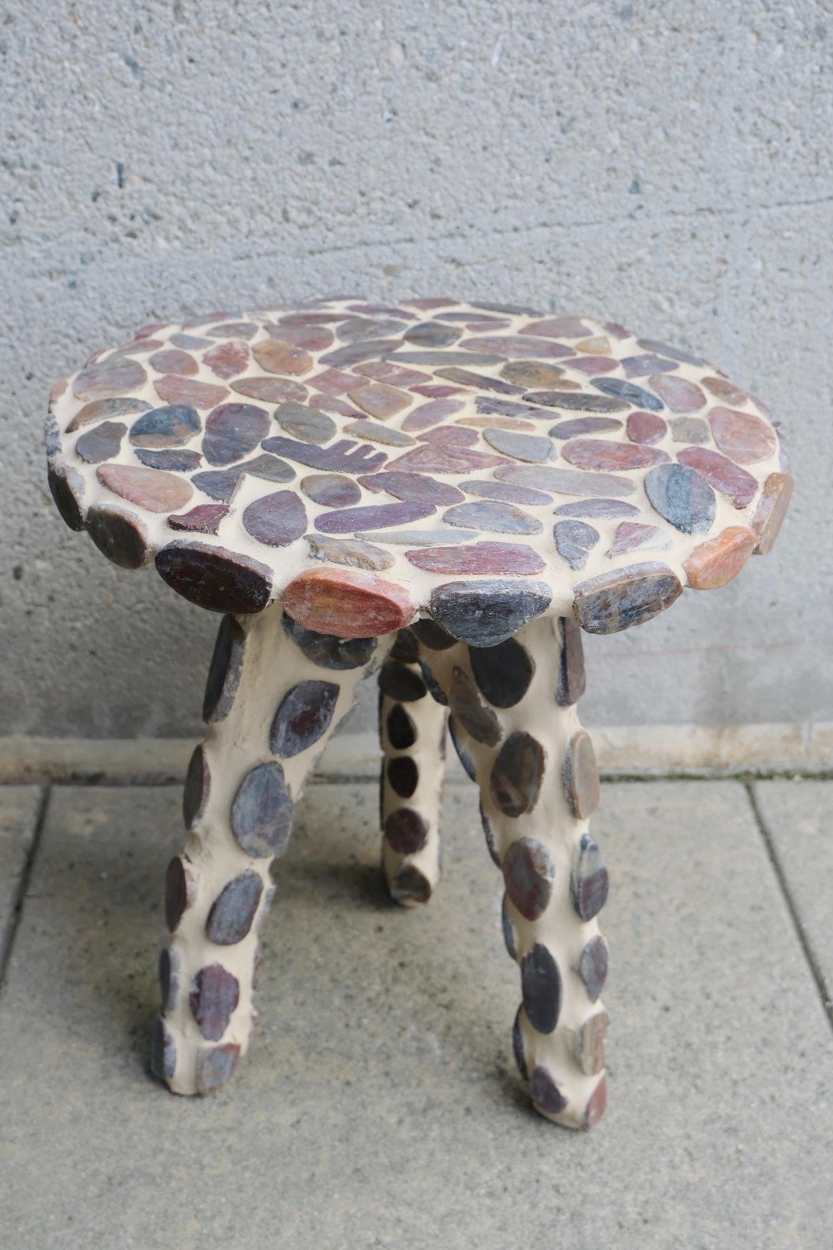 Stone Side Table (Red/Cream)