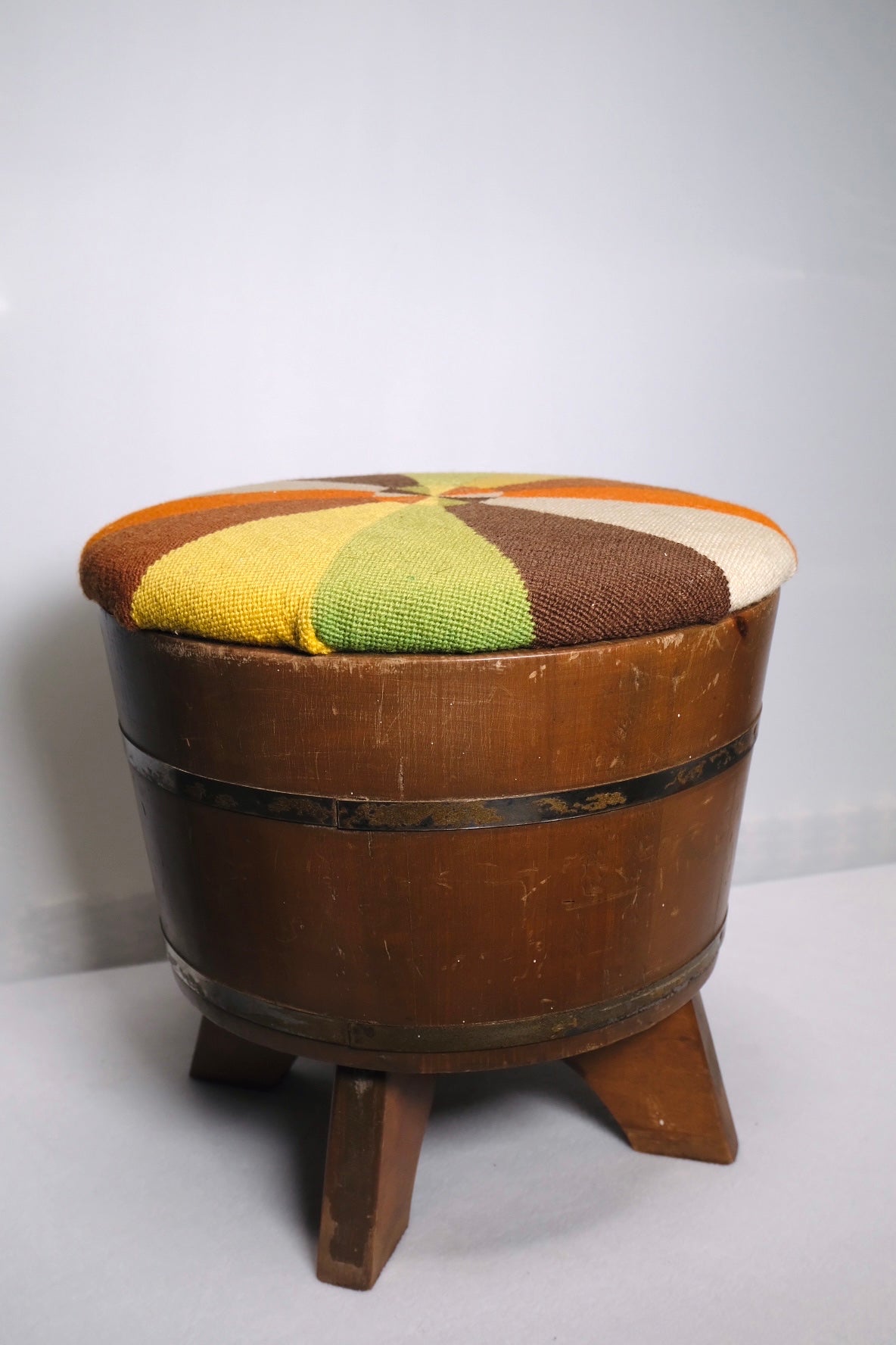 Keg Reupholstered Stool (Vintage)