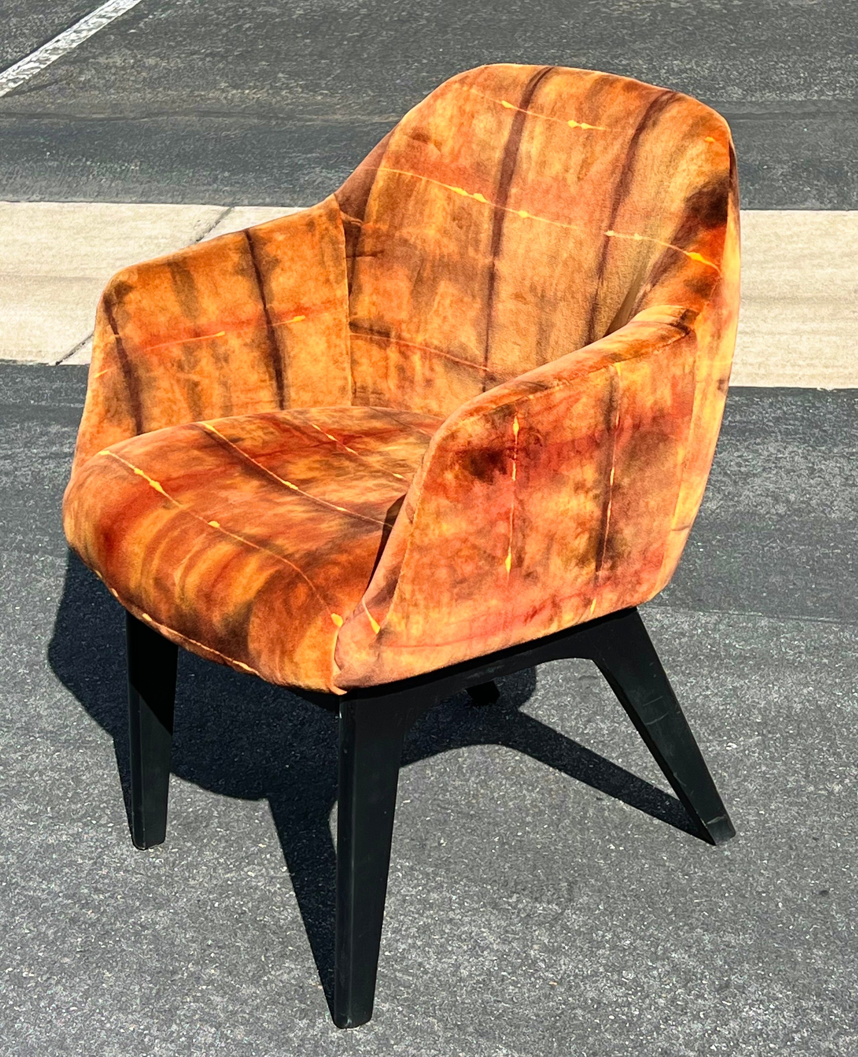 Rust Orange Hand Dyed Accent Mcm Chair (Vintage)