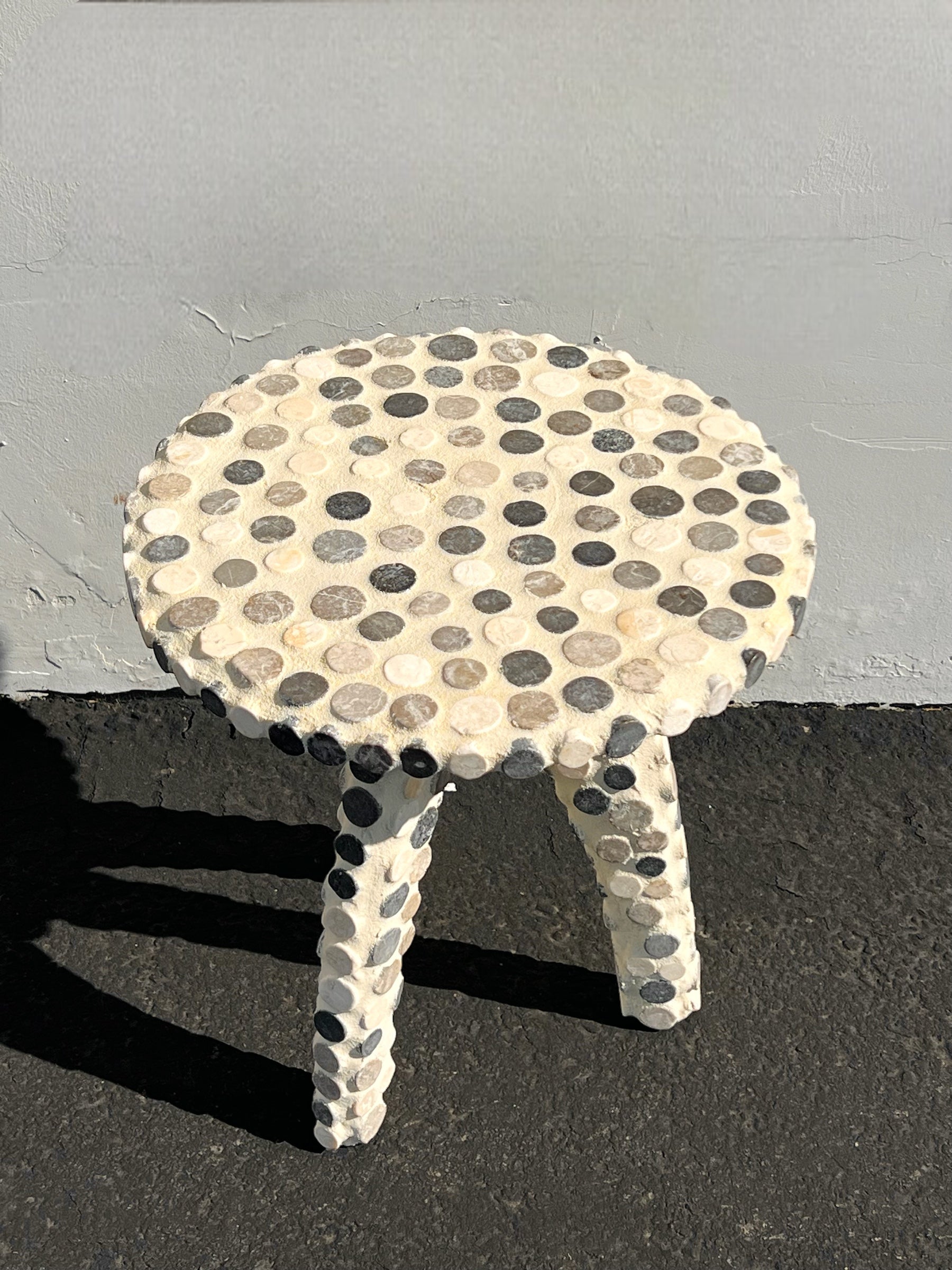 Hand Tiled Side Table (Blue/Grey/Cream)