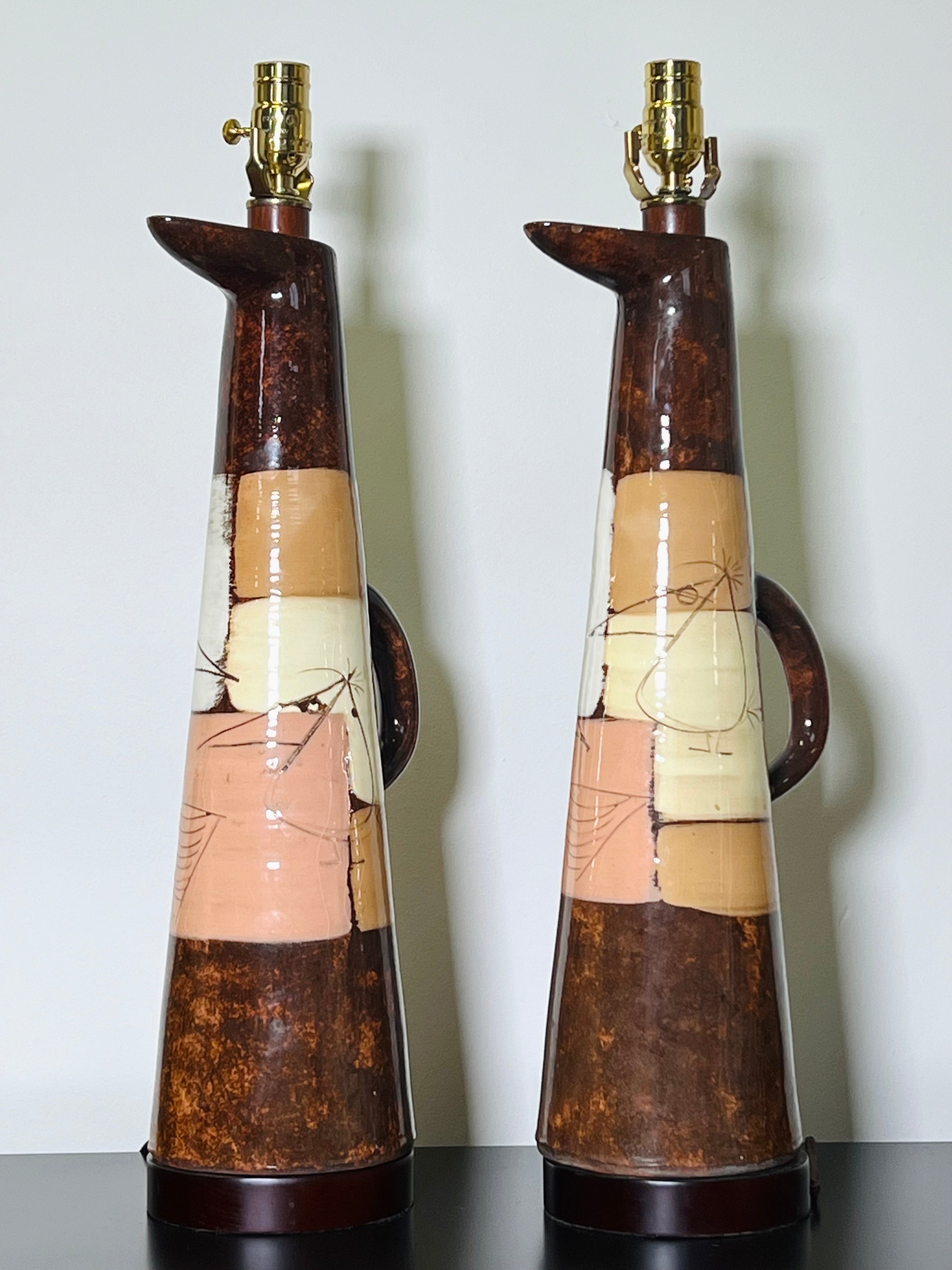 “Edmund Ronaky” Jaru Pottery California Table Lamps (Pairs)(Vintage)