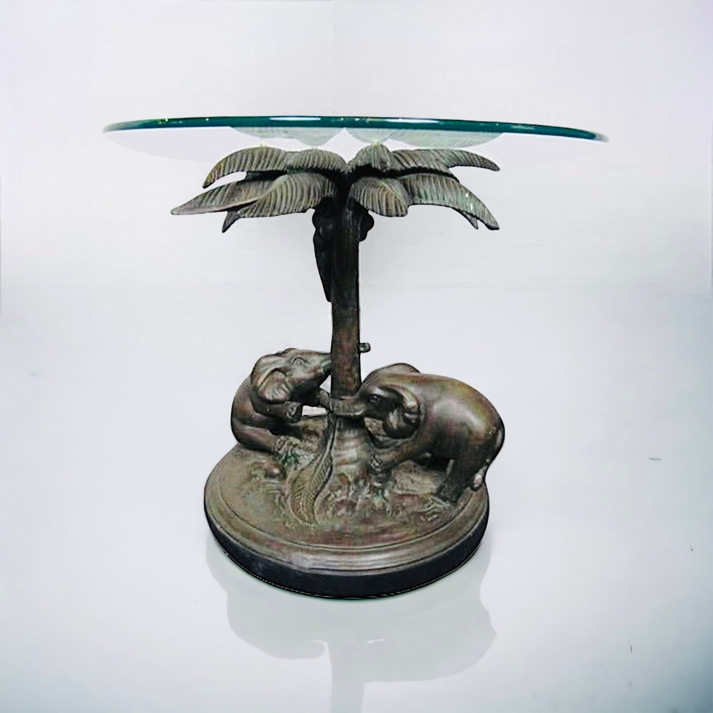 Mid Century Bronze Elephant Side Table