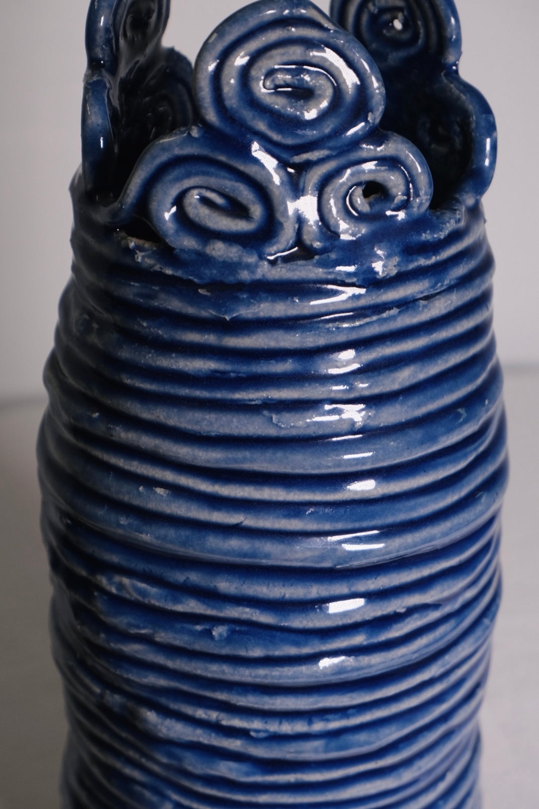 Blue Tall Studio Coil Pot (Vintage)
