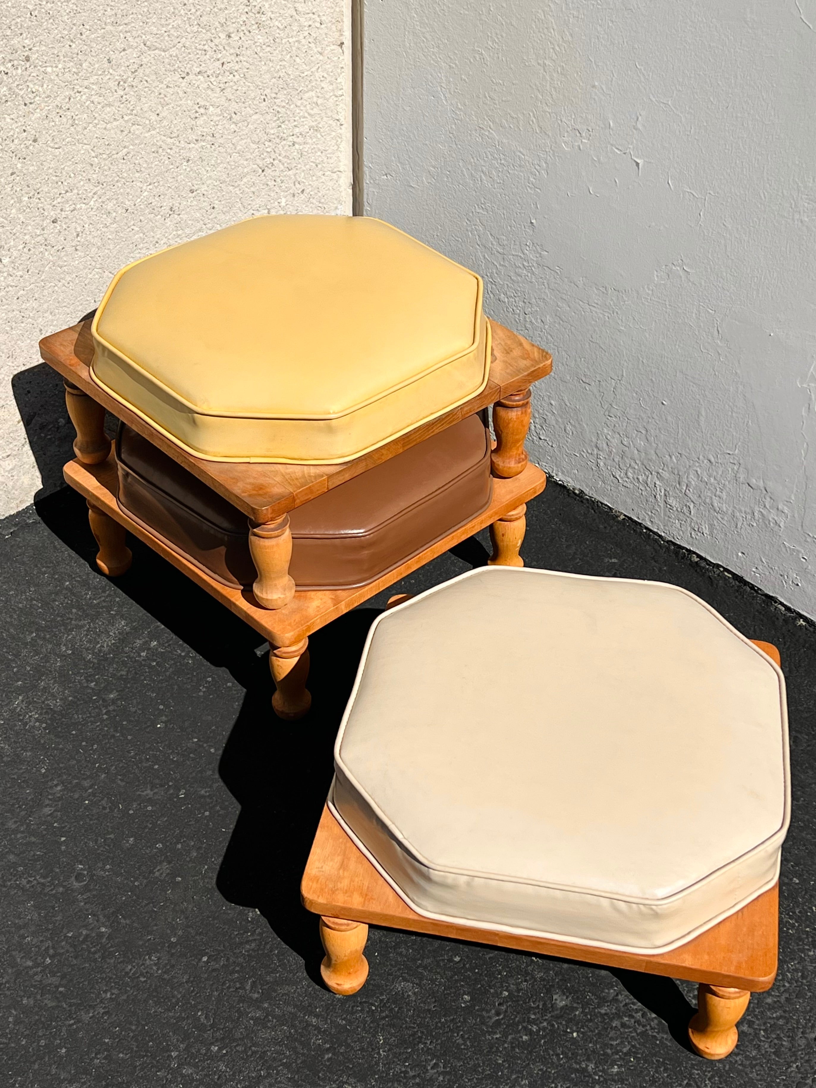 Mini Set of 3 MCM “Ethan Allen” Stacking Baumritter Foot Stools/Ottomans (Vintage)