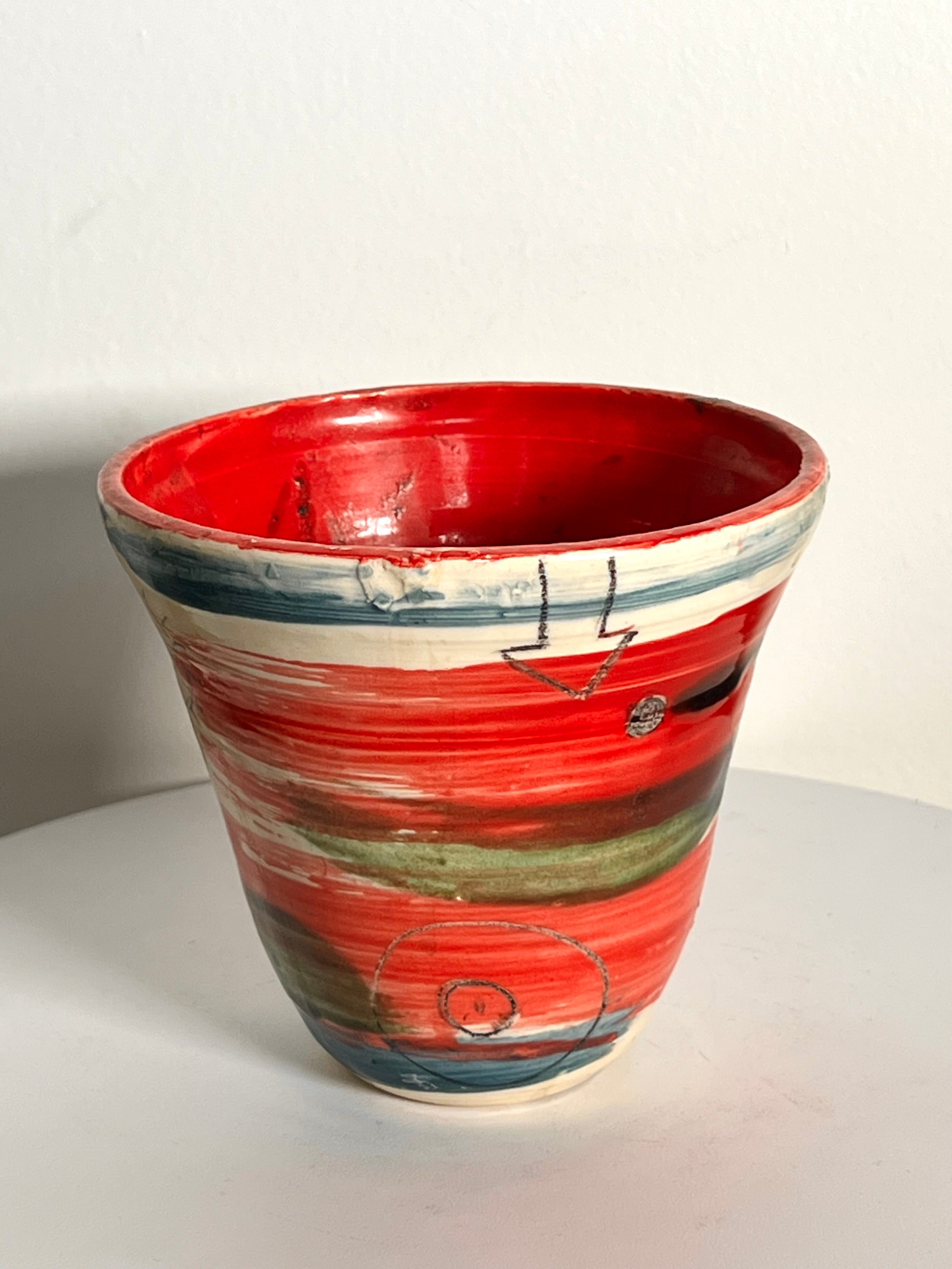 Red Abstract Small Bowl (Vintage)