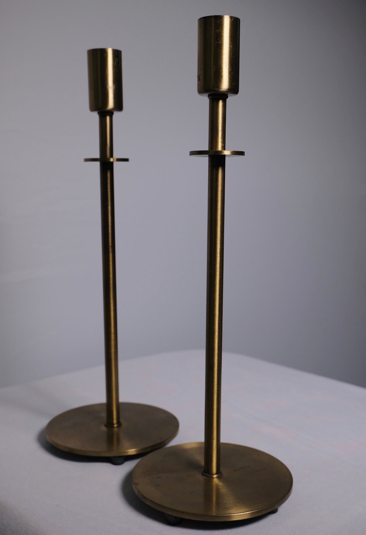 Solid Brass Pillar Candlesticks (Pair)