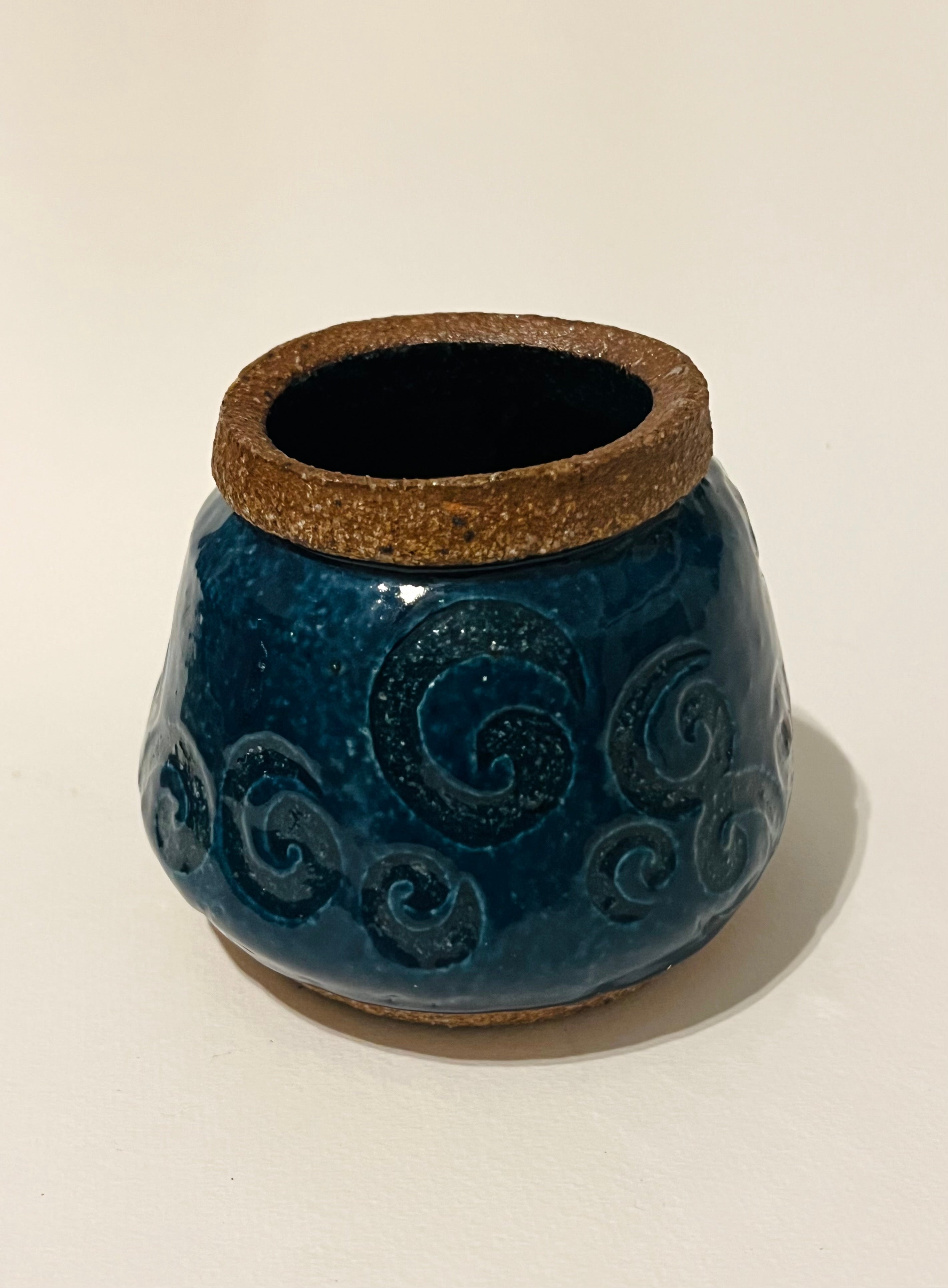 Small Teal Swirl Studio Pot (Vintage)