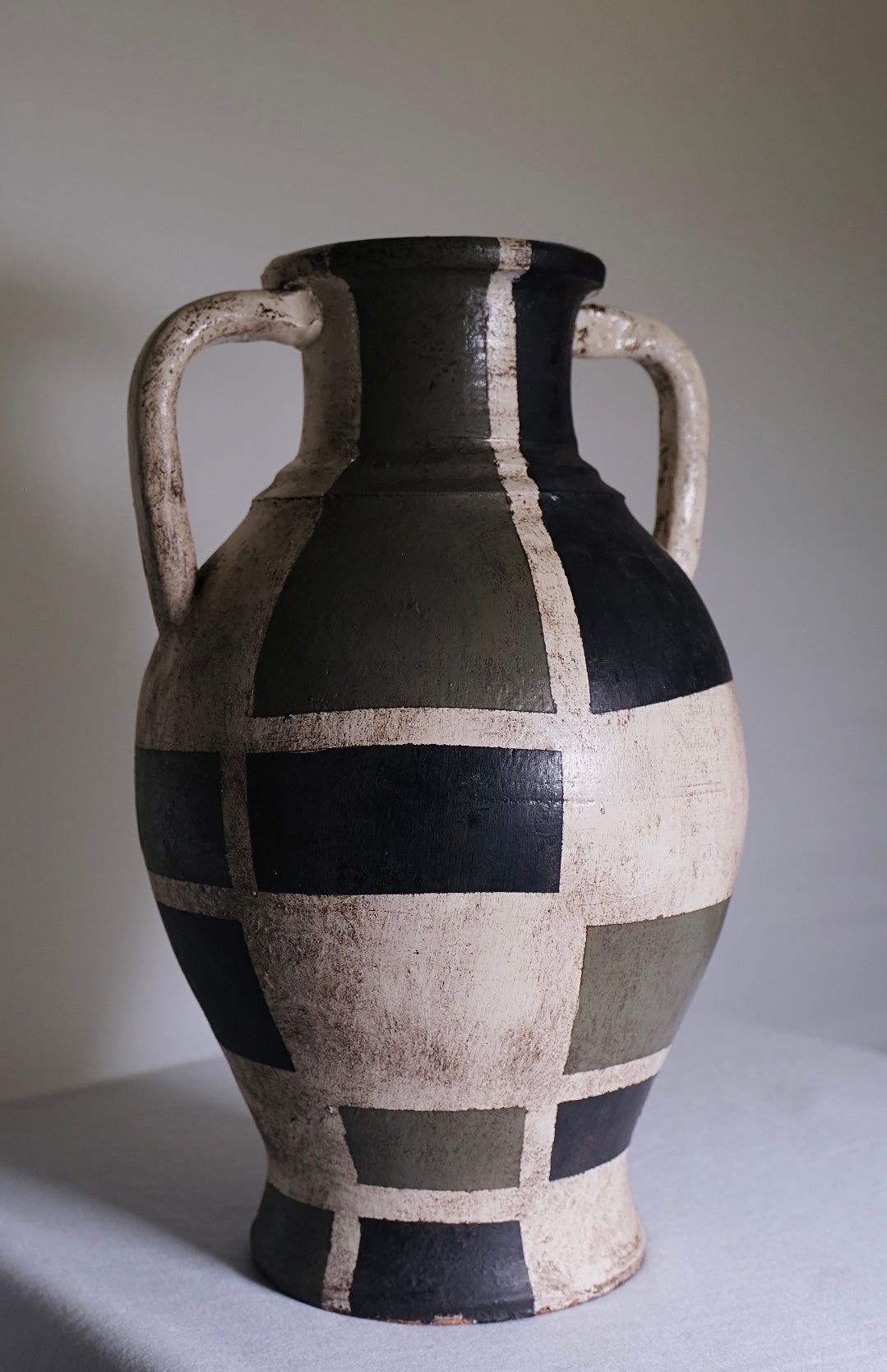 Grecian Inspired Geometric Large Camouflage Vase