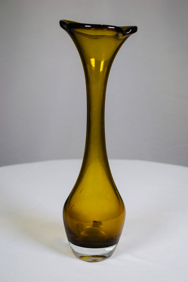 “Aseda Glasbruk” Olive MCM Flute Glass (Vintage)