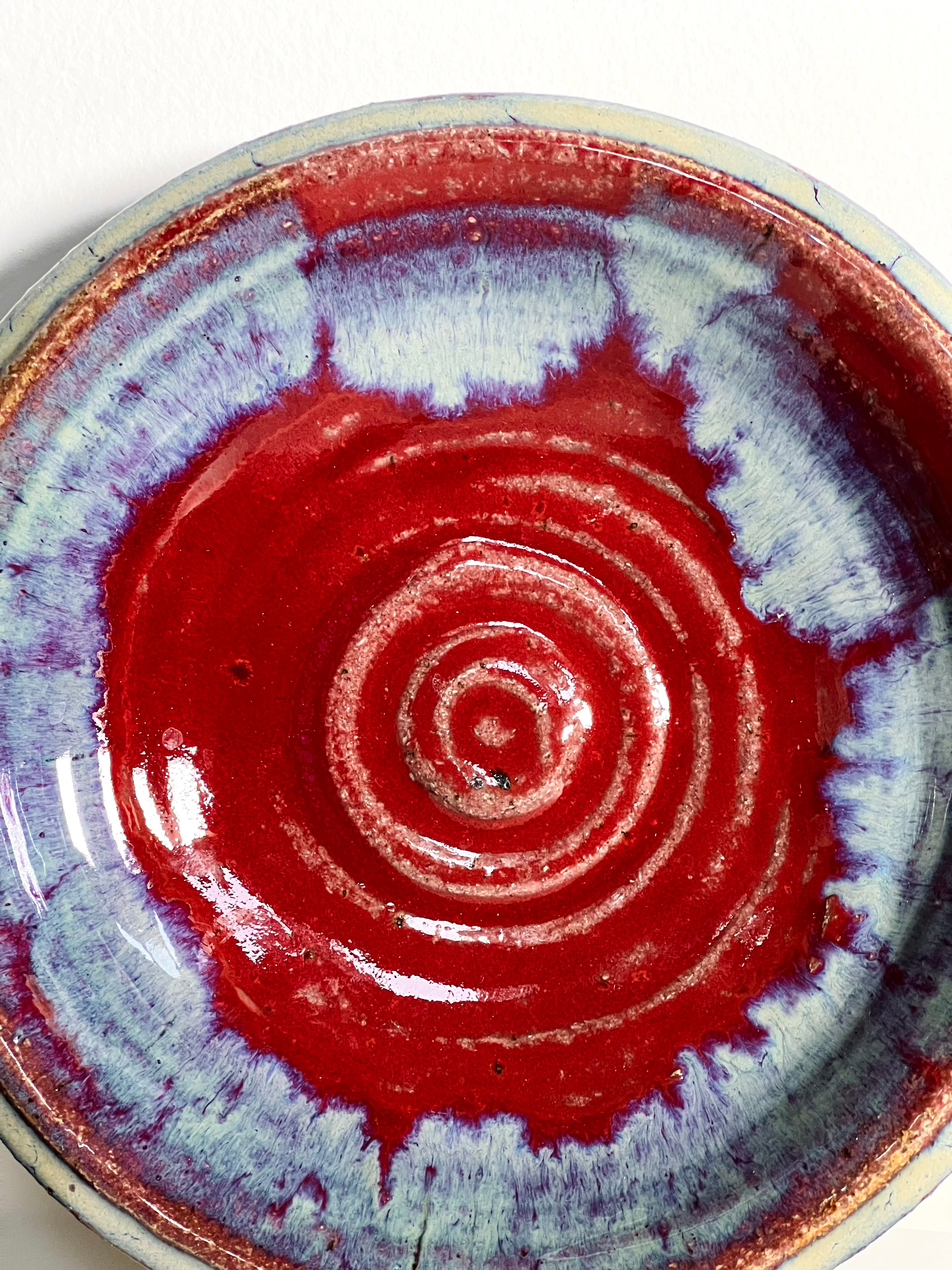 Red + Blue Studio Signed Plate (Vintage)
