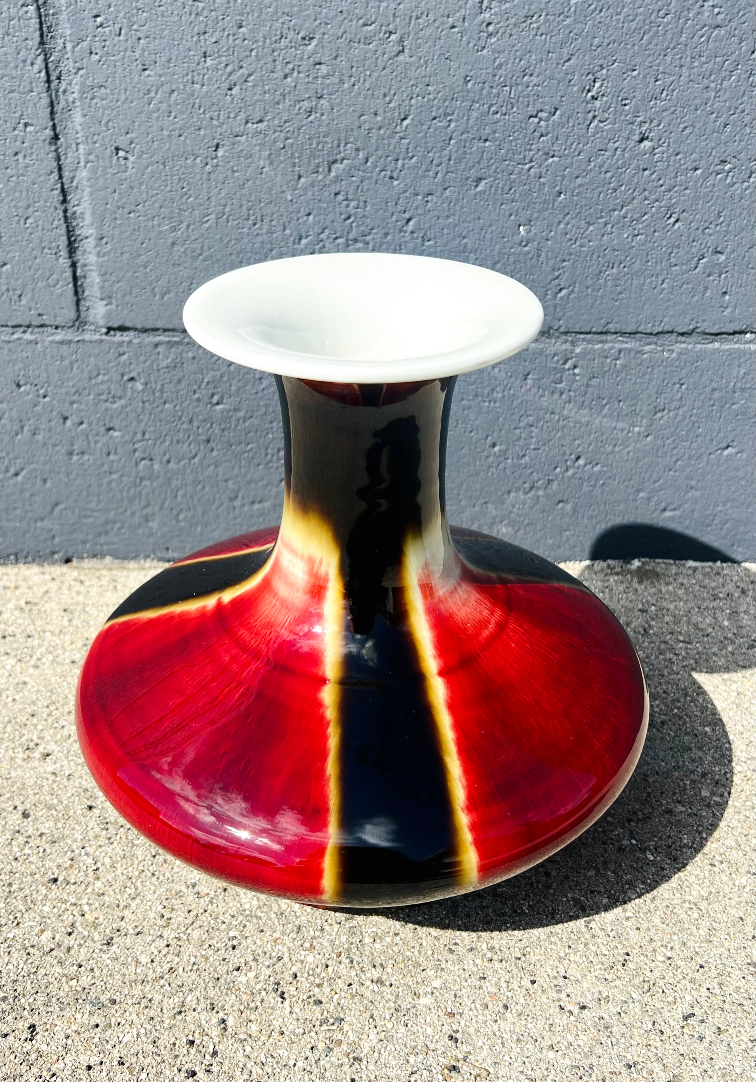 Chinese Flambé Sang De Boeuf Transmutation Glazed Craquelure Porcelain Vase (Vintage)