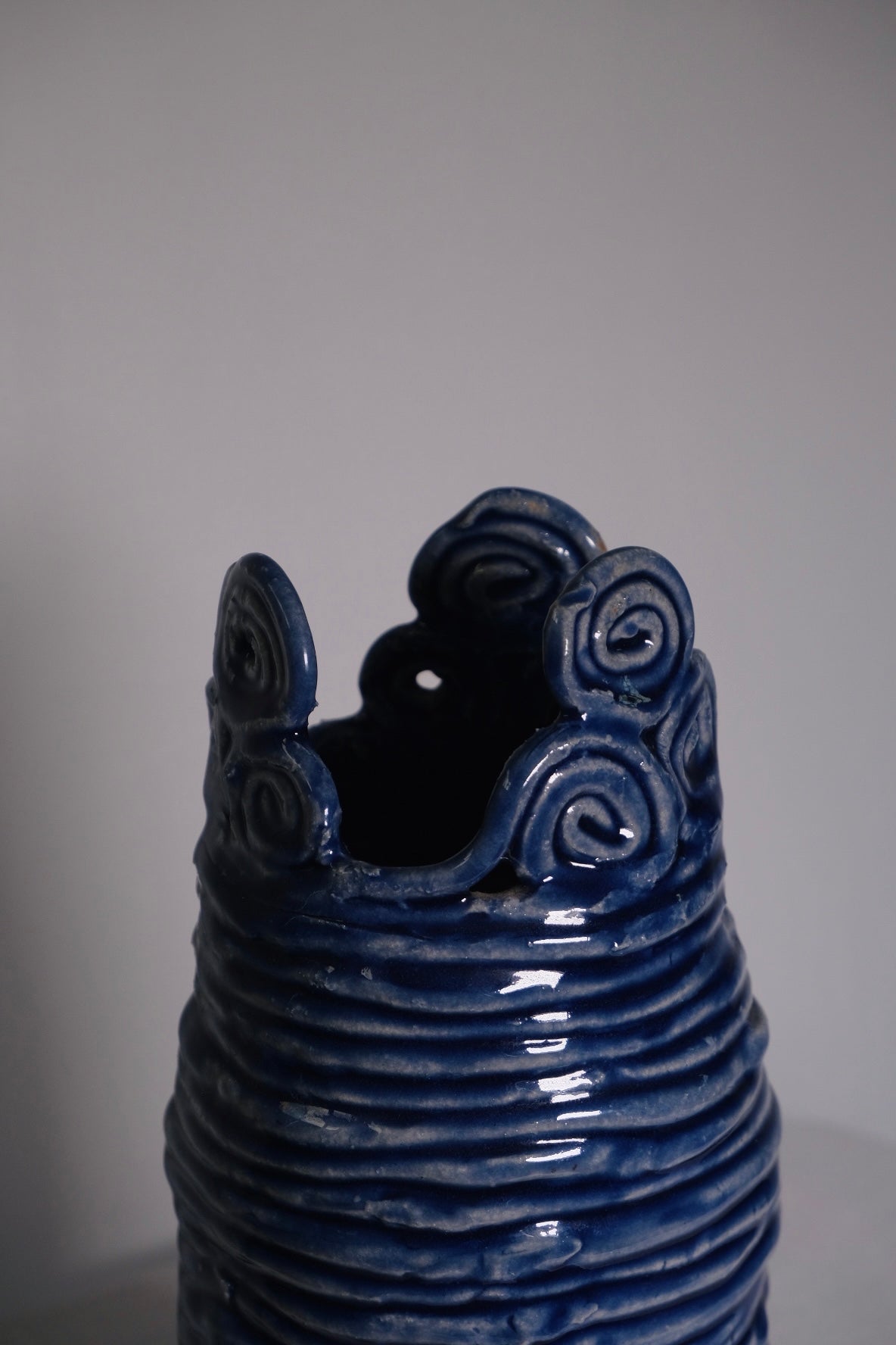 Blue Tall Studio Coil Pot (Vintage)