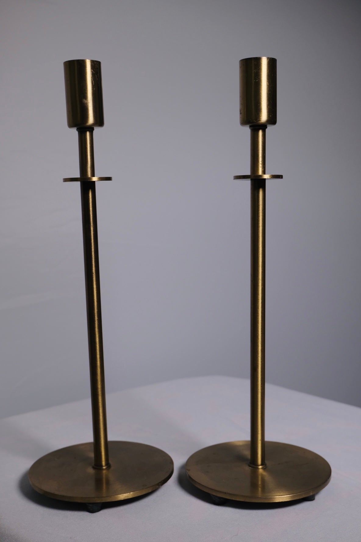 Solid Brass Pillar Candlesticks (Pair)