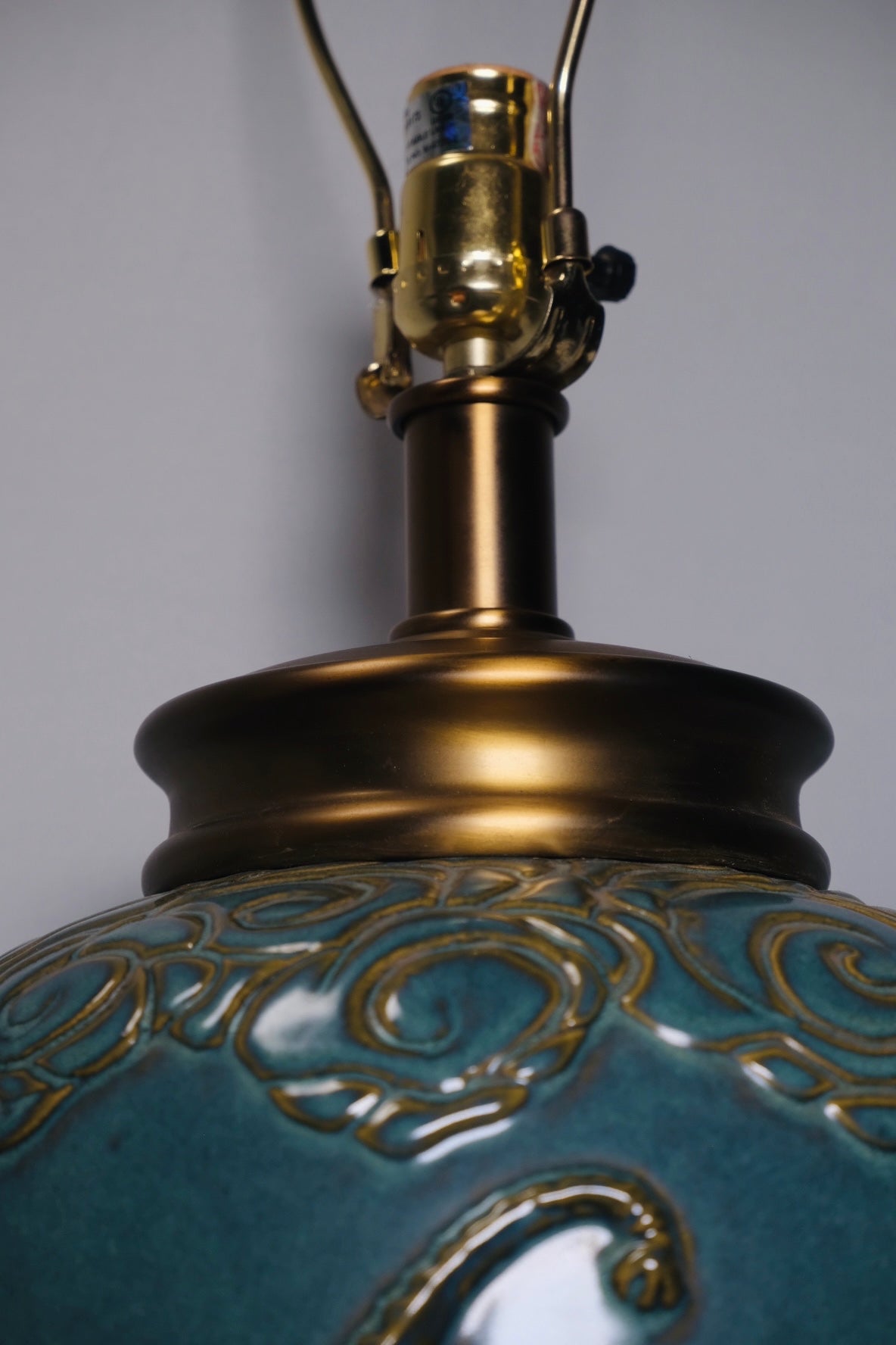 Turquoise Glaze Elephant Extra Large Table Lamp (Vintage)