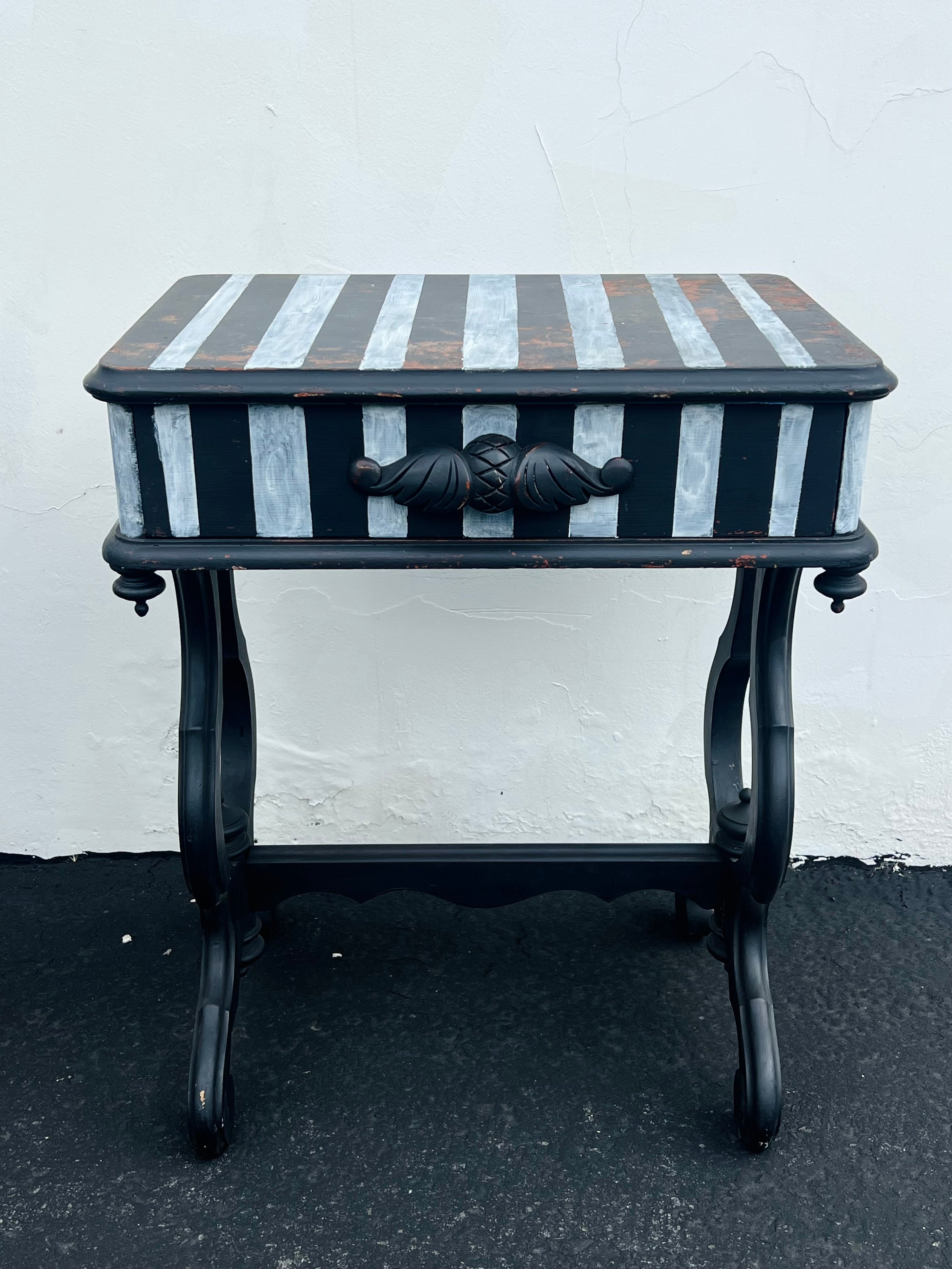 Antique Striped Side Tables (Vintage)(Pair)